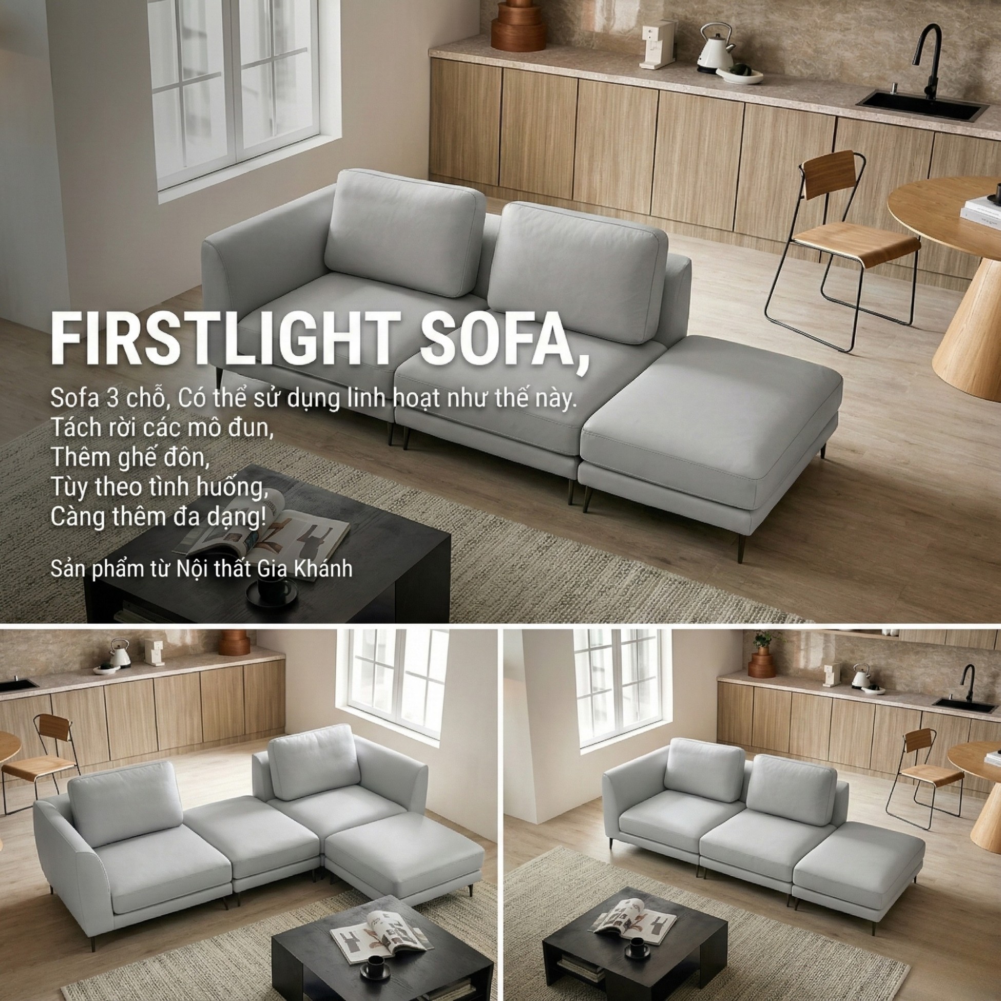 Sofa FIRSTLIGHT - Sofa Băng Bọc Da Cao Cấp Dạng Mô-đun Tùy Chỉnh