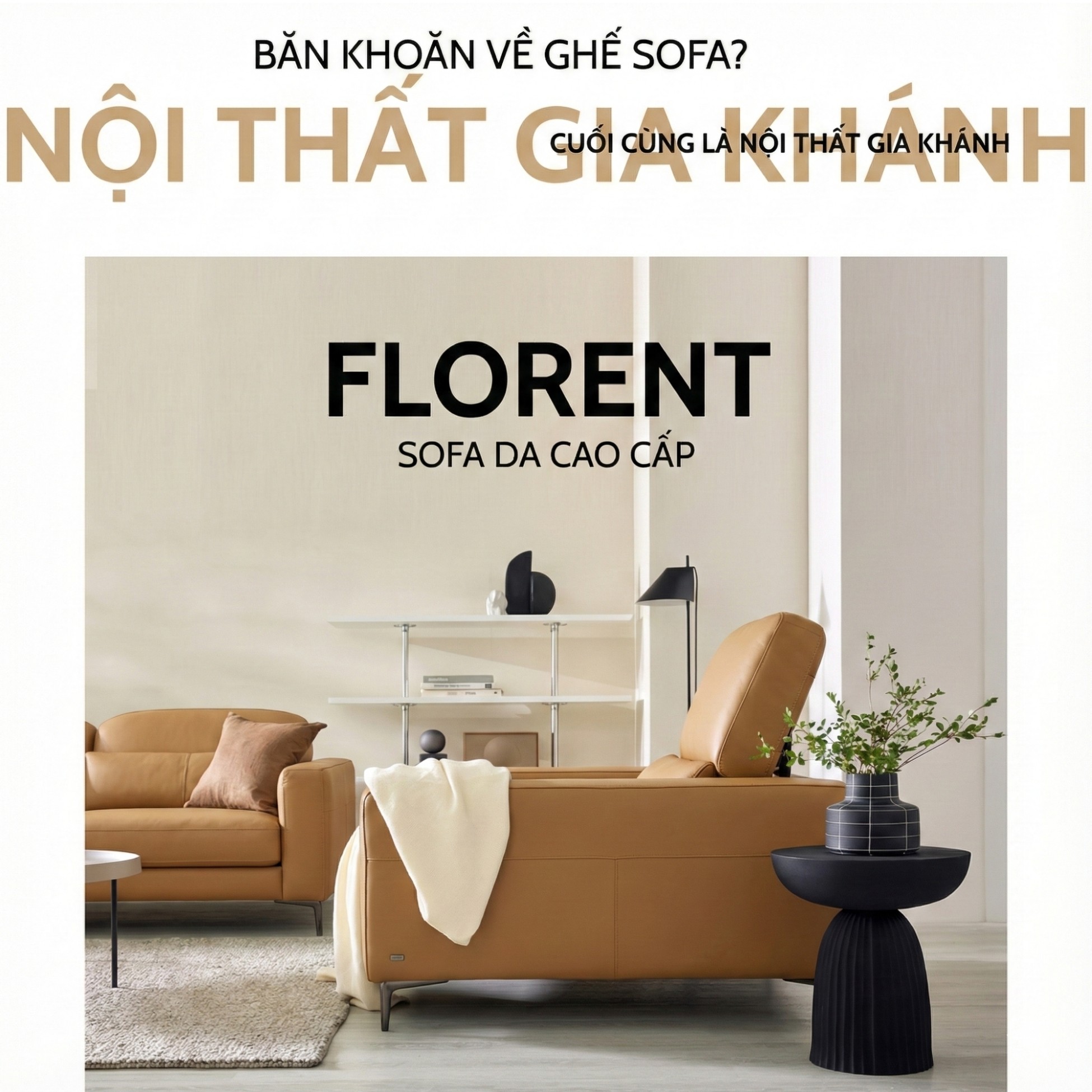 Sofa FLORENT - Sofa Bành Bọc Da Cao Cấp Với Tựa Lưng Điều Chỉnh