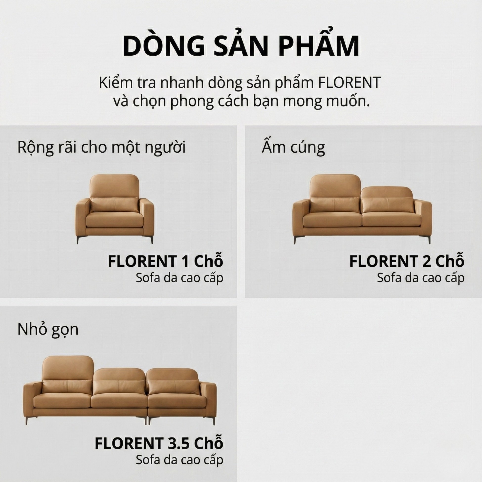 Sofa FLORENT - Sofa Bành Bọc Da Cao Cấp Với Tựa Lưng Điều Chỉnh