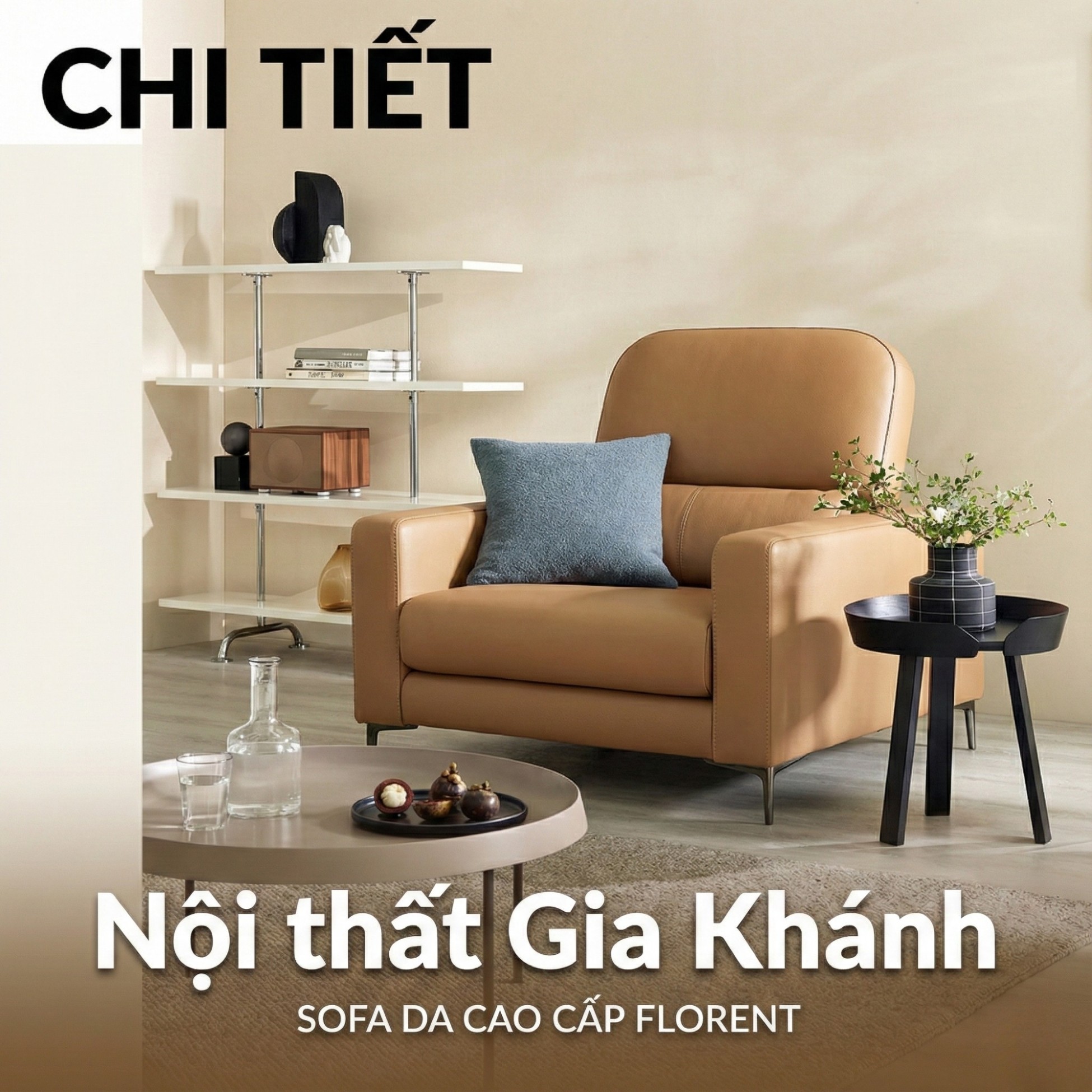 Sofa FLORENT - Sofa Bành Bọc Da Cao Cấp Với Tựa Lưng Điều Chỉnh