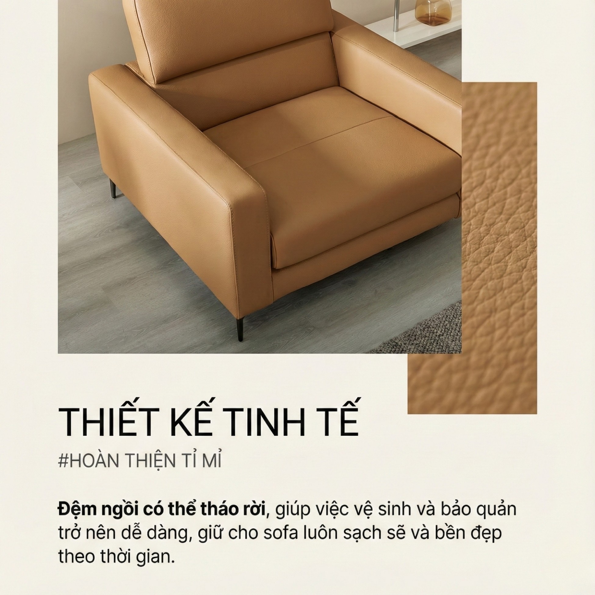 Sofa FLORENT - Sofa Bành Bọc Da Cao Cấp Với Tựa Lưng Điều Chỉnh