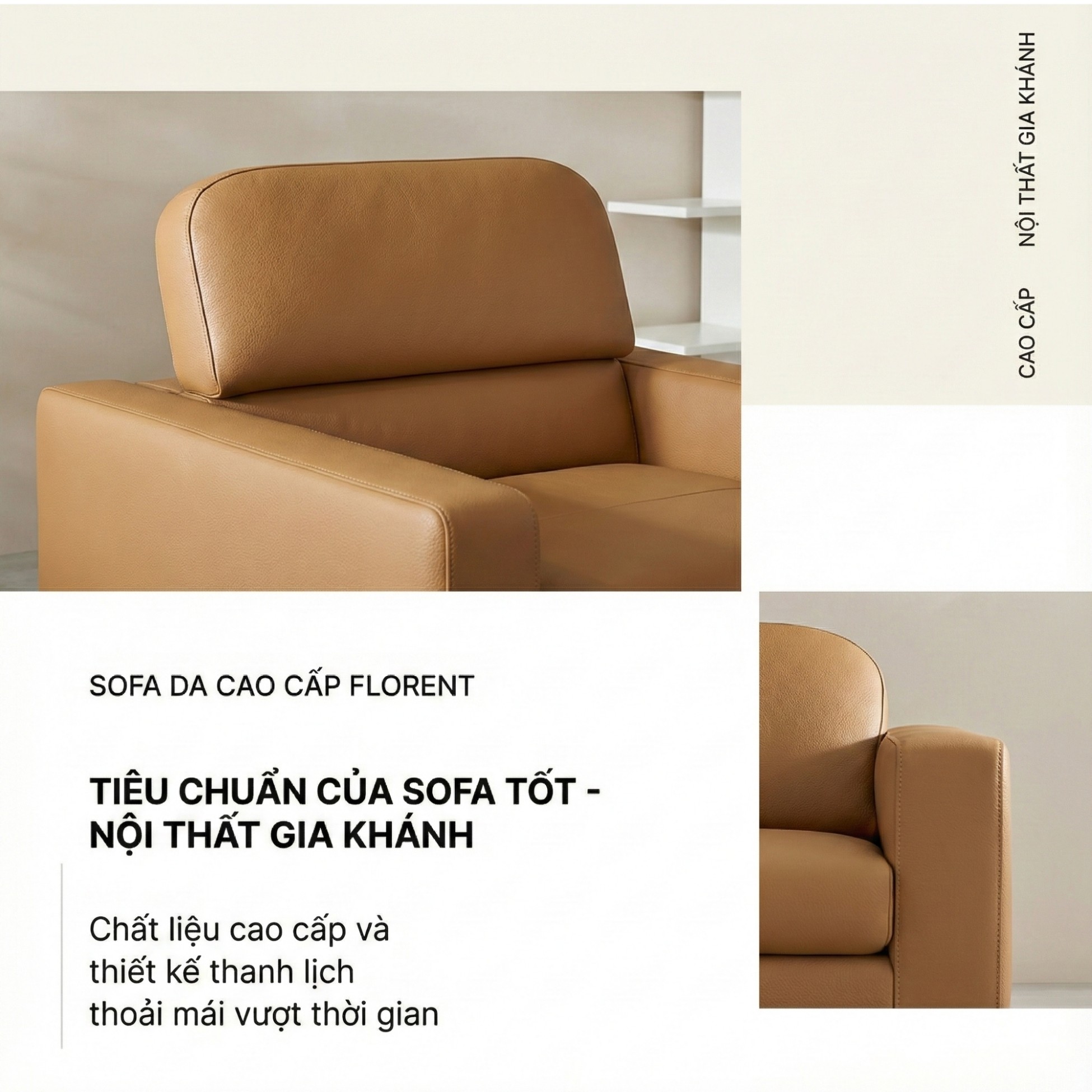 Sofa FLORENT - Sofa Bành Bọc Da Cao Cấp Với Tựa Lưng Điều Chỉnh