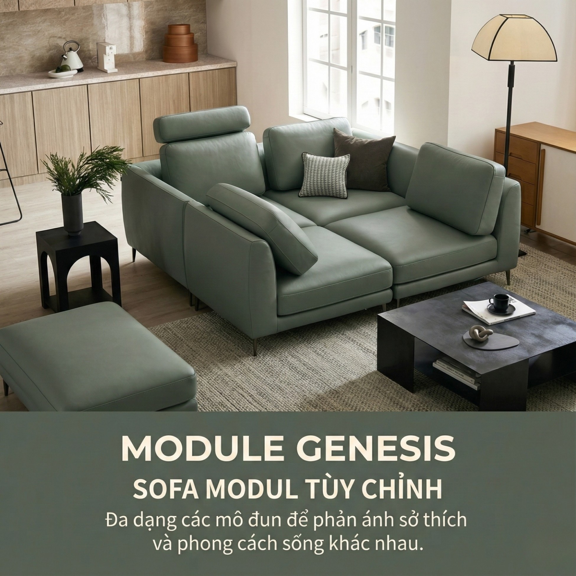 Sofa GENESIS – Sofa Da Cao Cấp Module Hiện Đại Tối Giản