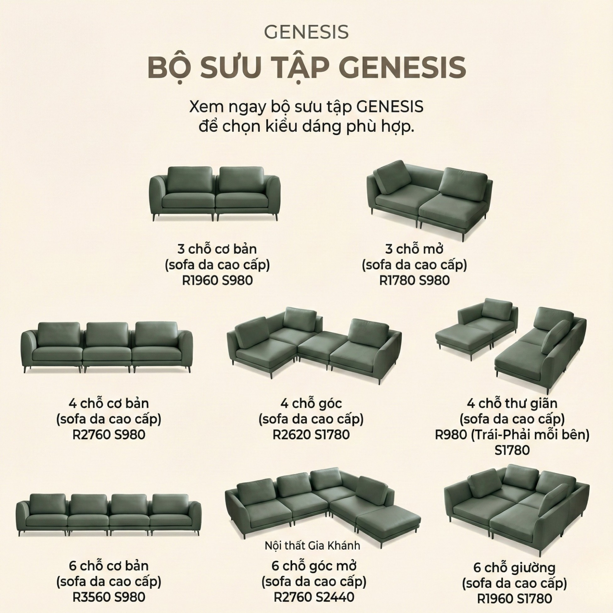 Sofa GENESIS – Sofa Da Cao Cấp Module Hiện Đại Tối Giản