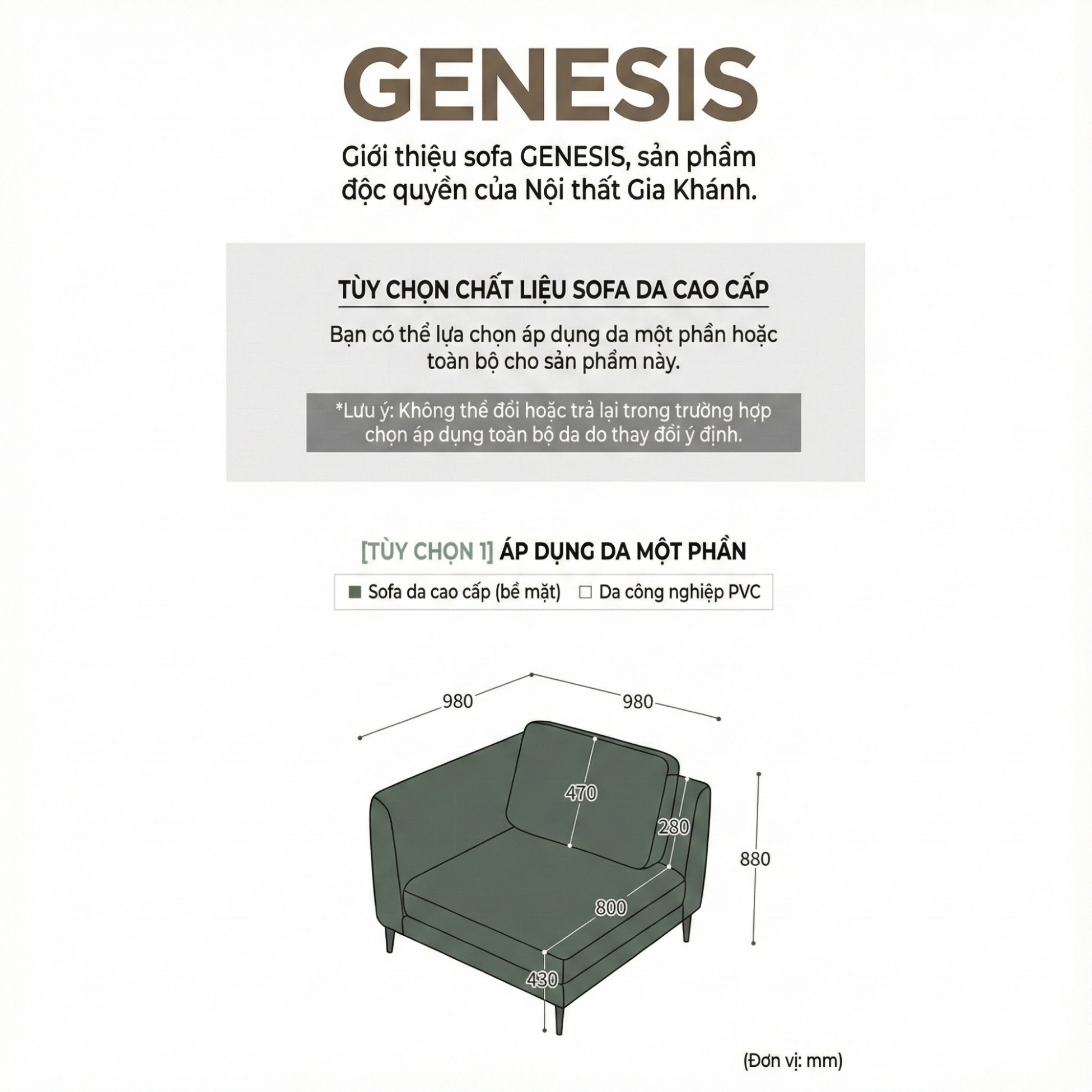 Sofa GENESIS – Sofa Da Cao Cấp Module Hiện Đại Tối Giản