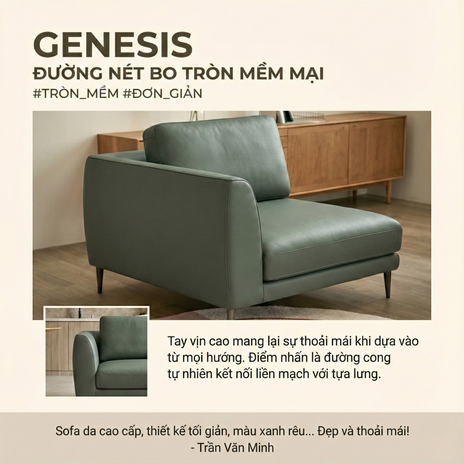 Sofa GENESIS – Sofa Da Cao Cấp Module Hiện Đại Tối Giản