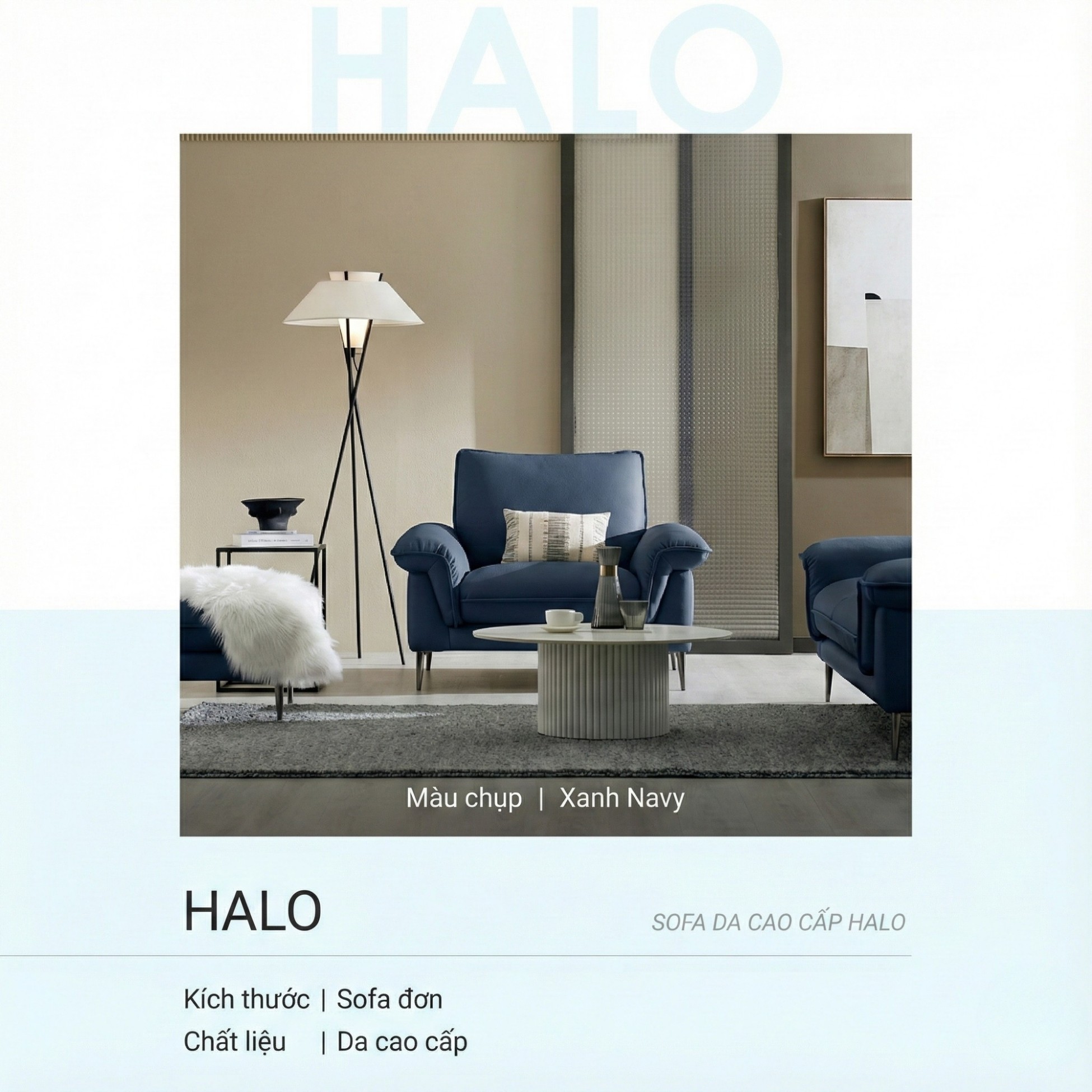 Sofa HALO – Sofa Da Cao Cấp Hiện Đại Êm Ái Cho Phòng Khách 