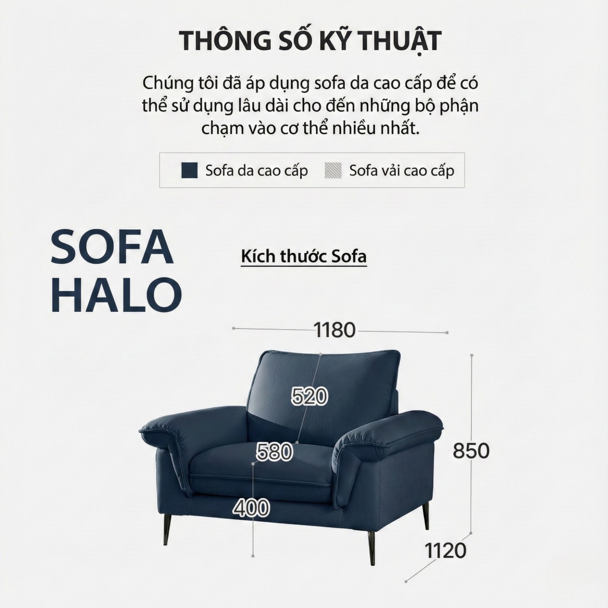 Sofa HALO – Sofa Da Cao Cấp Hiện Đại Êm Ái Cho Phòng Khách 