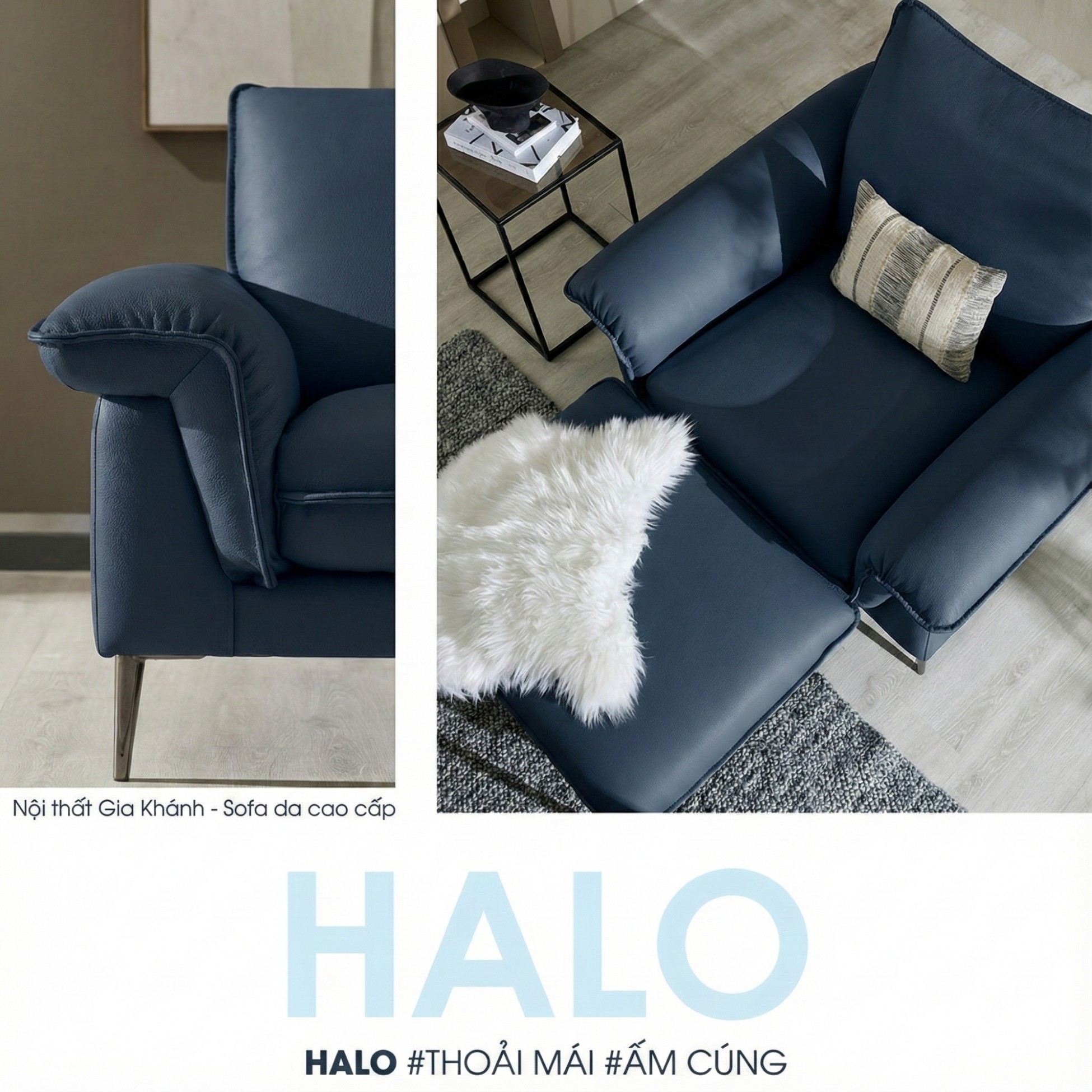 Sofa HALO – Sofa Da Cao Cấp Hiện Đại Êm Ái Cho Phòng Khách 