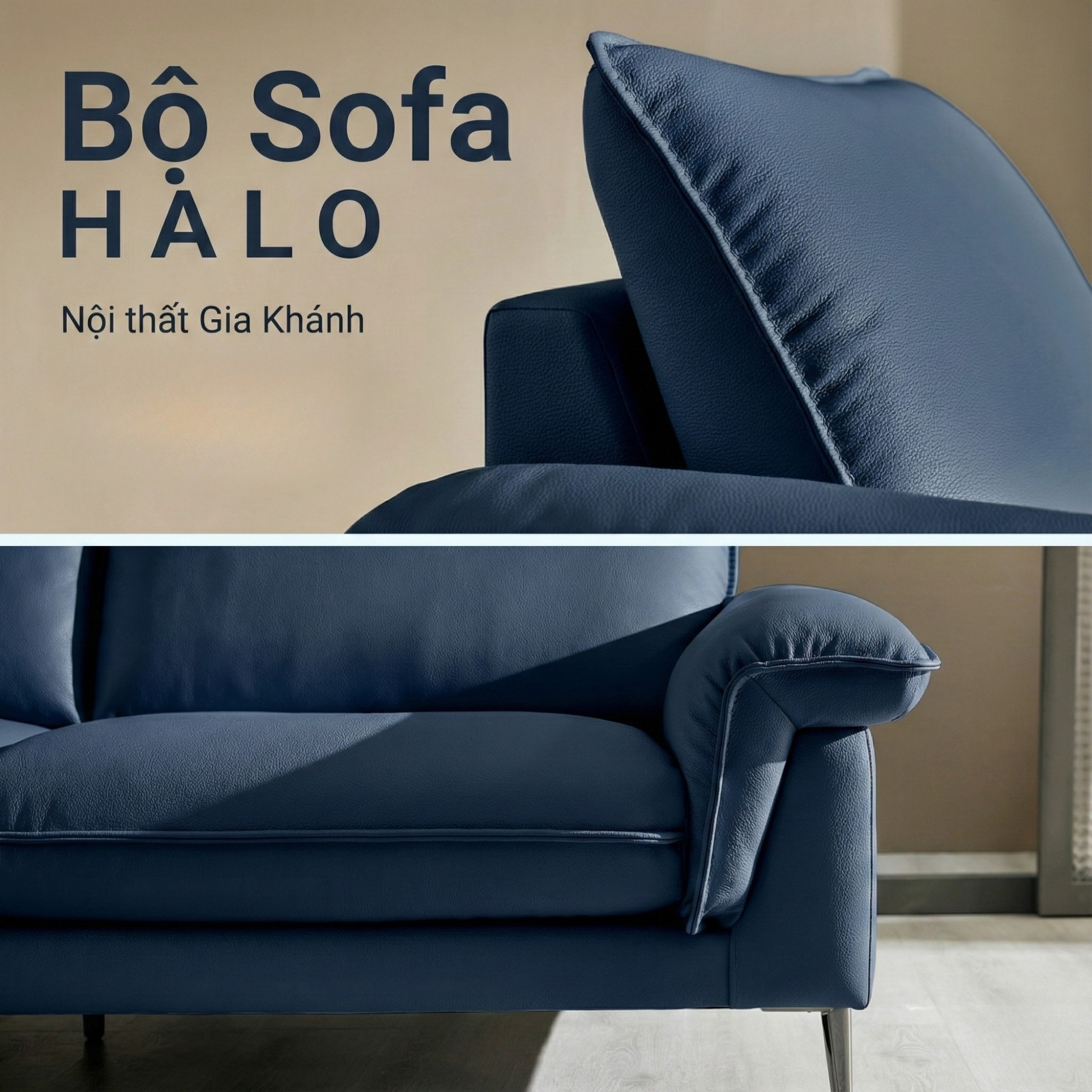 Sofa HALO – Sofa Da Cao Cấp Hiện Đại Êm Ái Cho Phòng Khách 