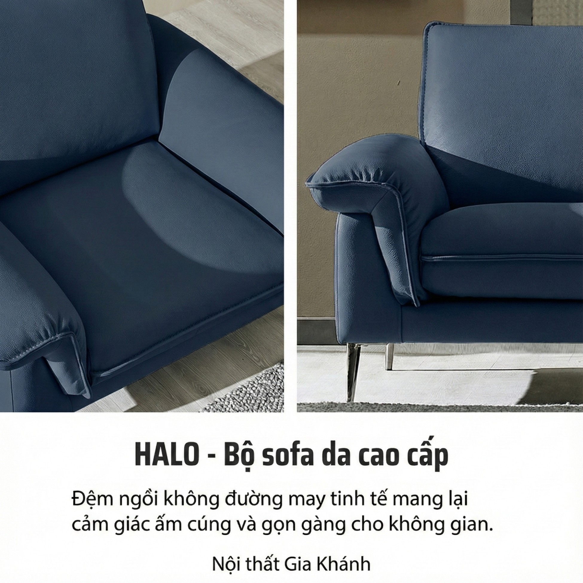 Sofa HALO – Sofa Da Cao Cấp Hiện Đại Êm Ái Cho Phòng Khách 