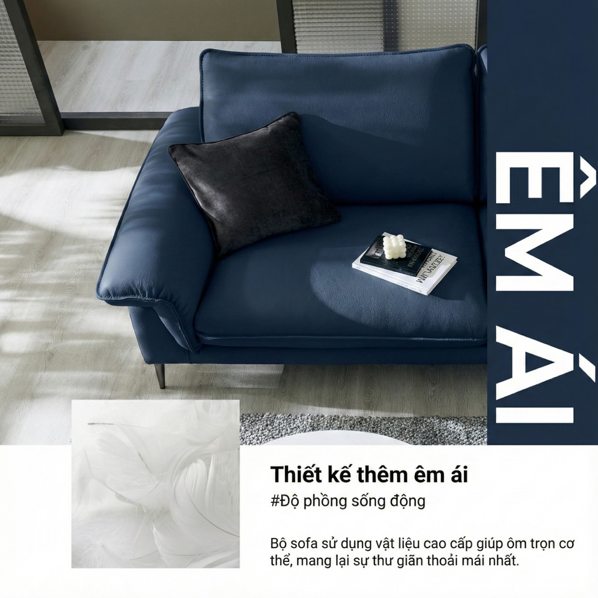 Sofa HALO – Sofa Da Cao Cấp Hiện Đại Êm Ái Cho Phòng Khách 