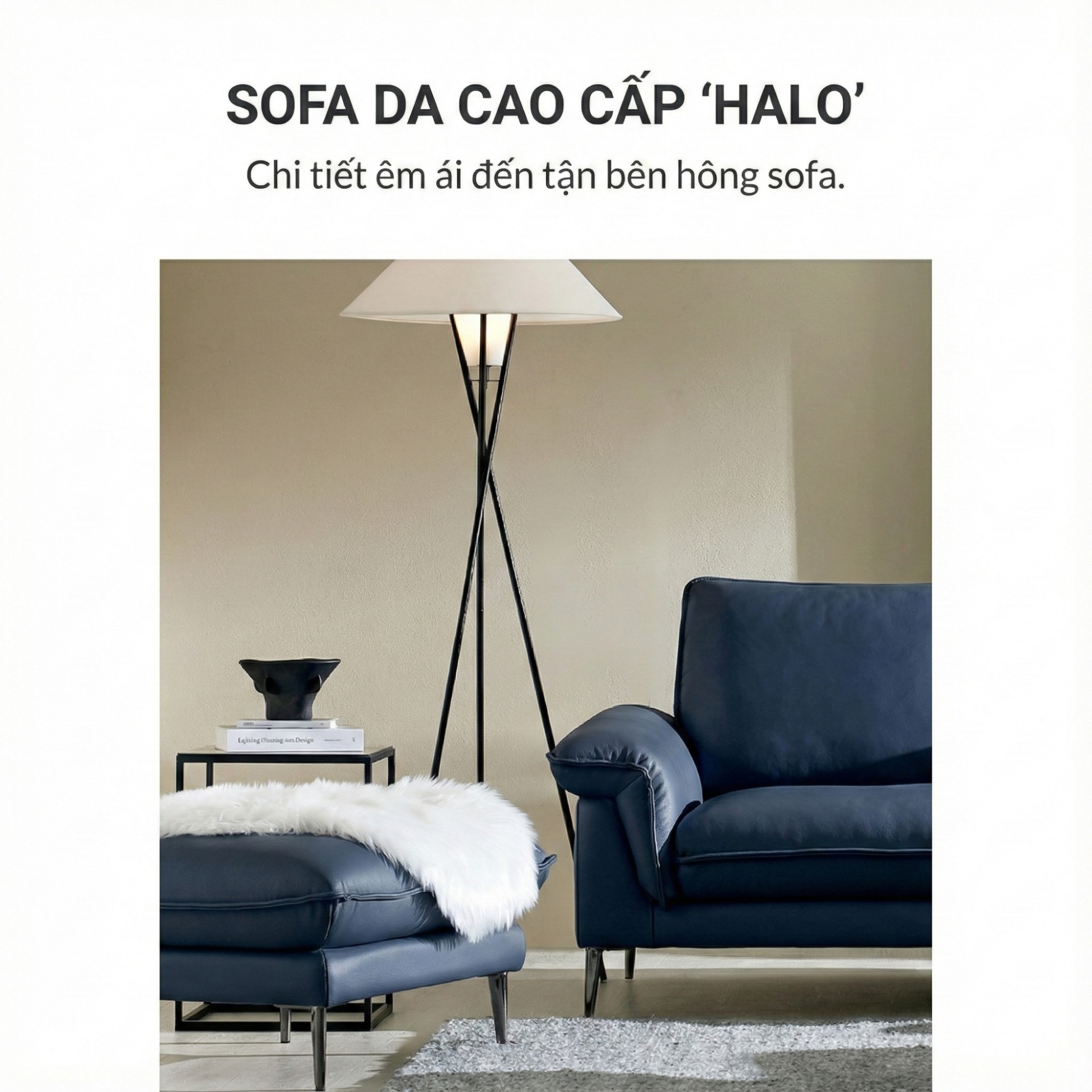 Sofa HALO – Sofa Da Cao Cấp Hiện Đại Êm Ái Cho Phòng Khách 