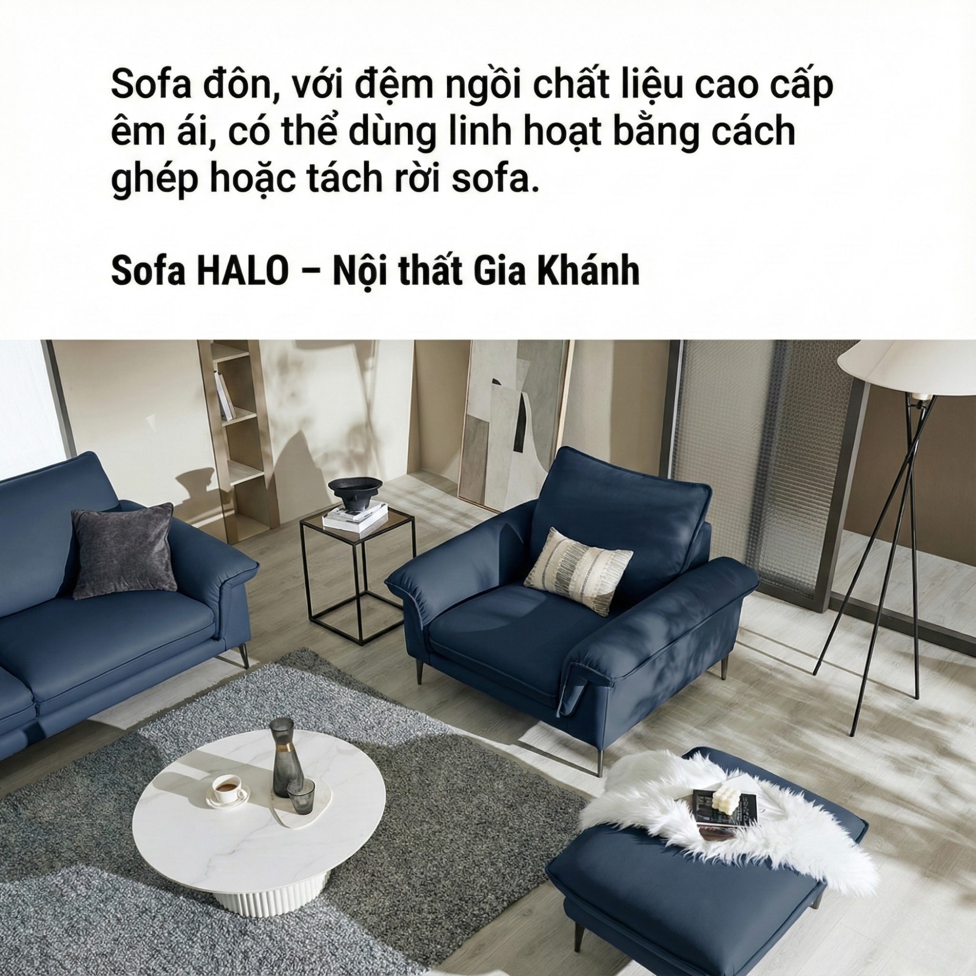 Sofa HALO – Sofa Da Cao Cấp Hiện Đại Êm Ái Cho Phòng Khách 