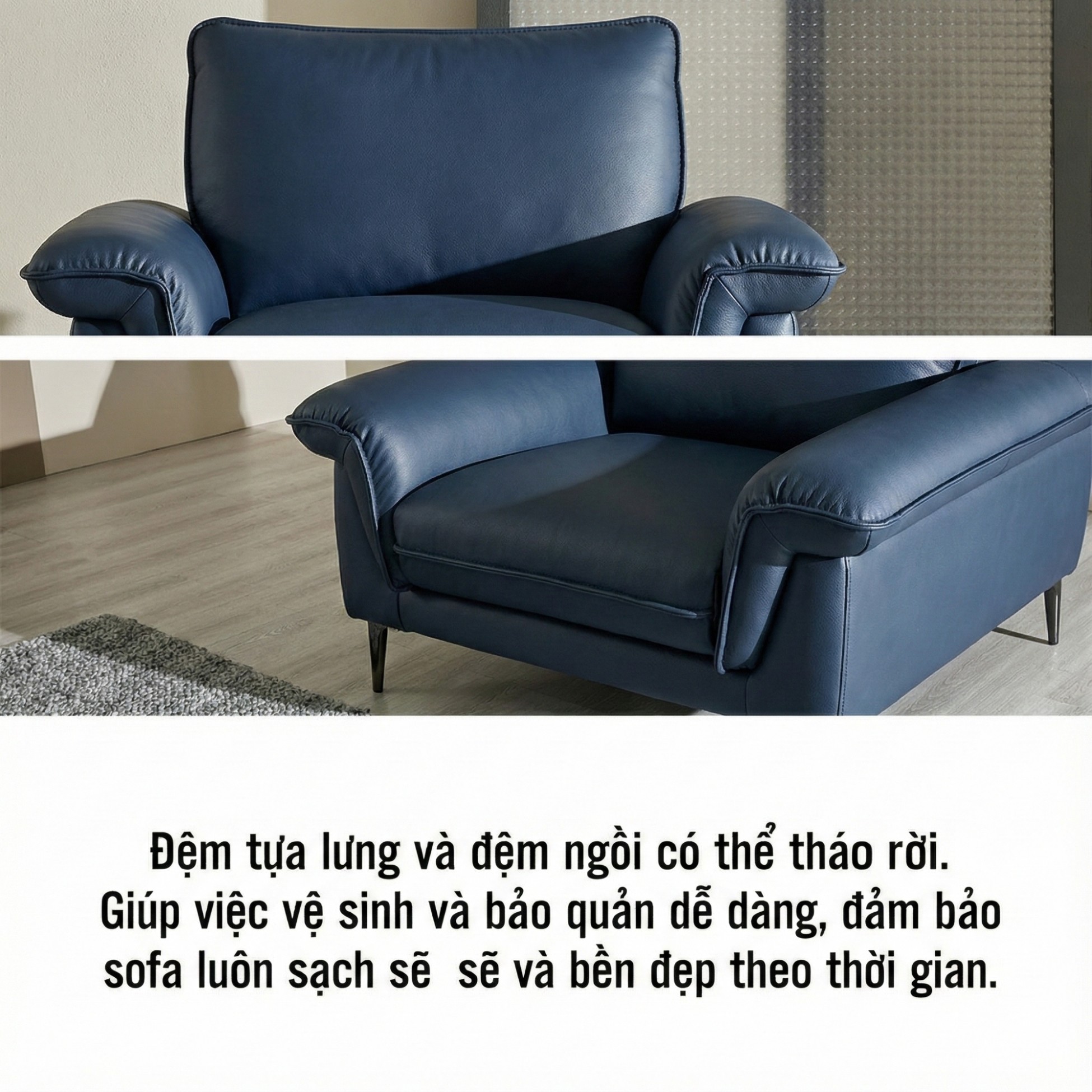 Sofa HALO – Sofa Da Cao Cấp Hiện Đại Êm Ái Cho Phòng Khách 