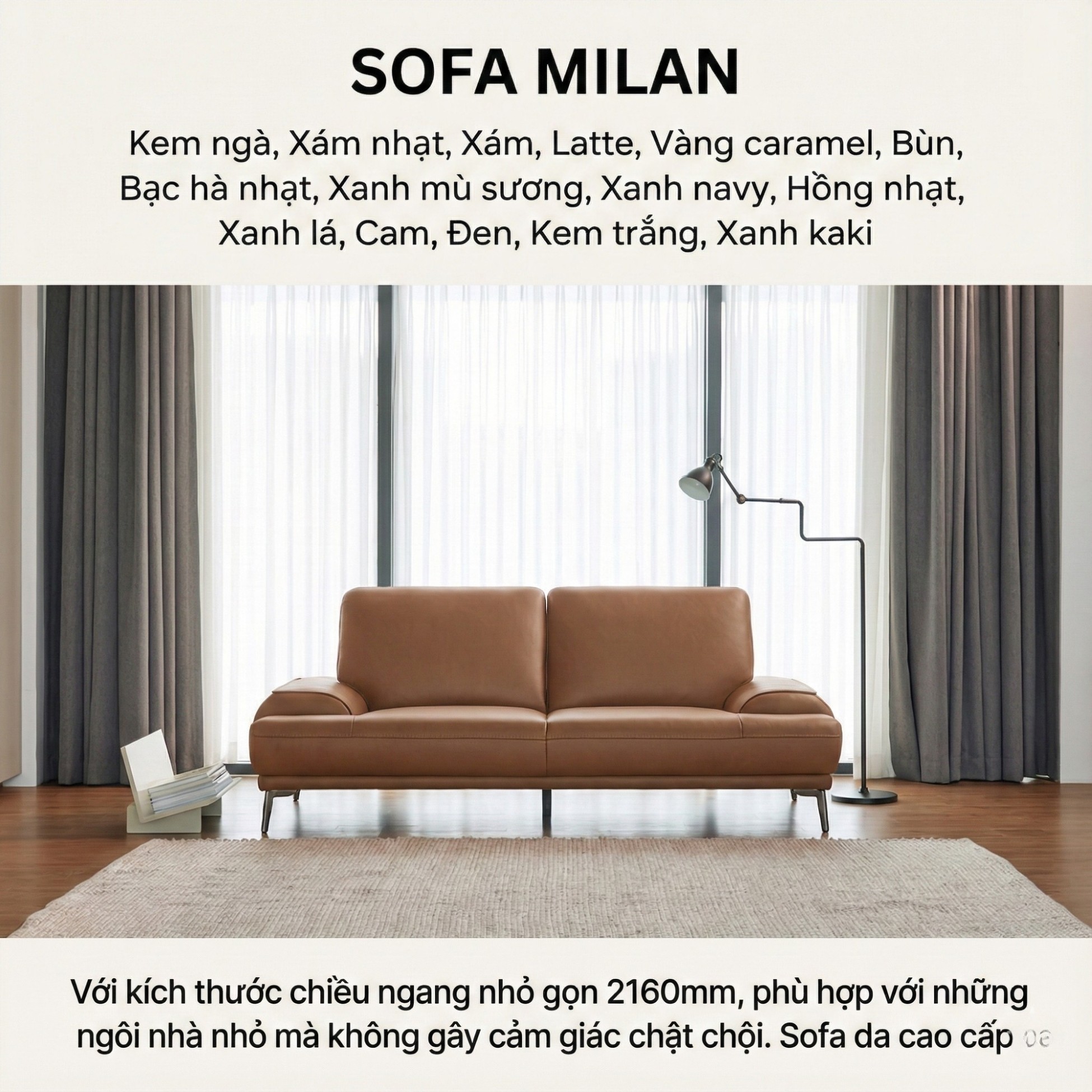 Sofa MILAN - Sofa Da Cao Cấp Hiện Đại Thiết Kế Tối Giản Thoải Mái