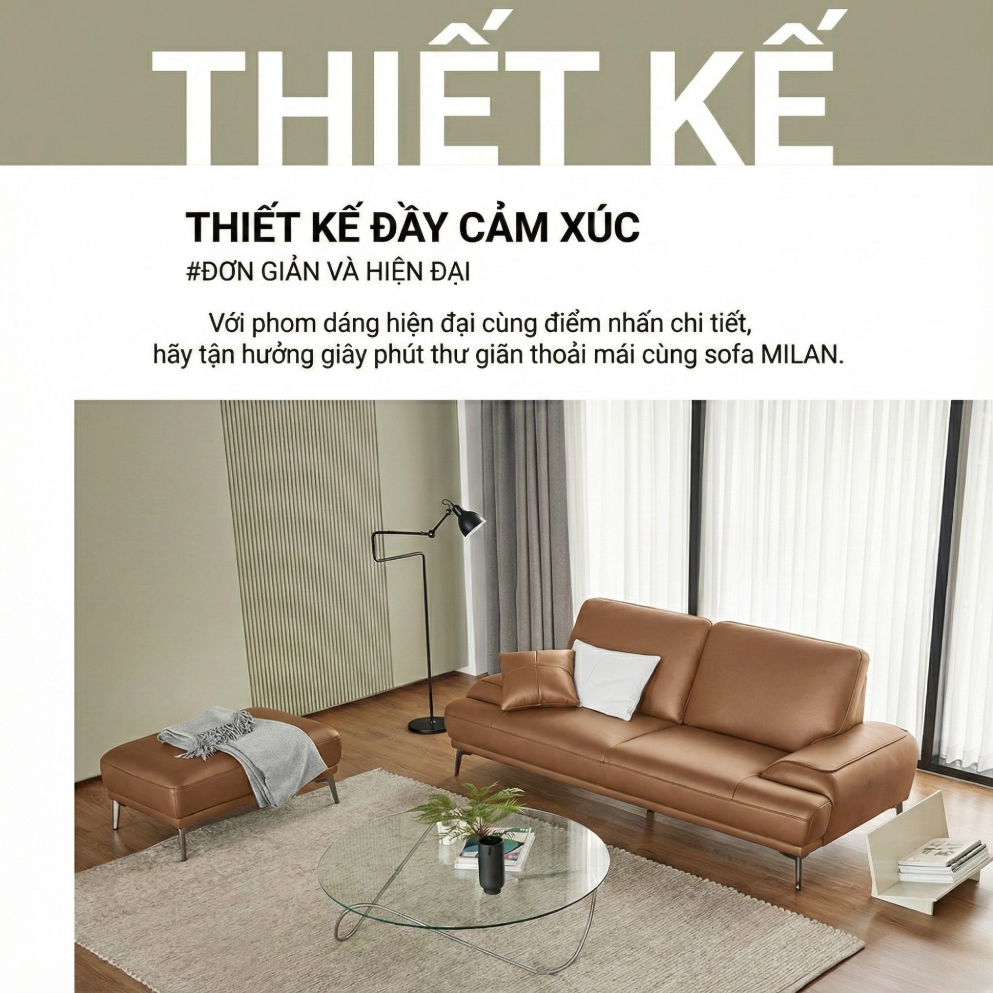 Sofa MILAN - Sofa Da Cao Cấp Hiện Đại Thiết Kế Tối Giản Thoải Mái