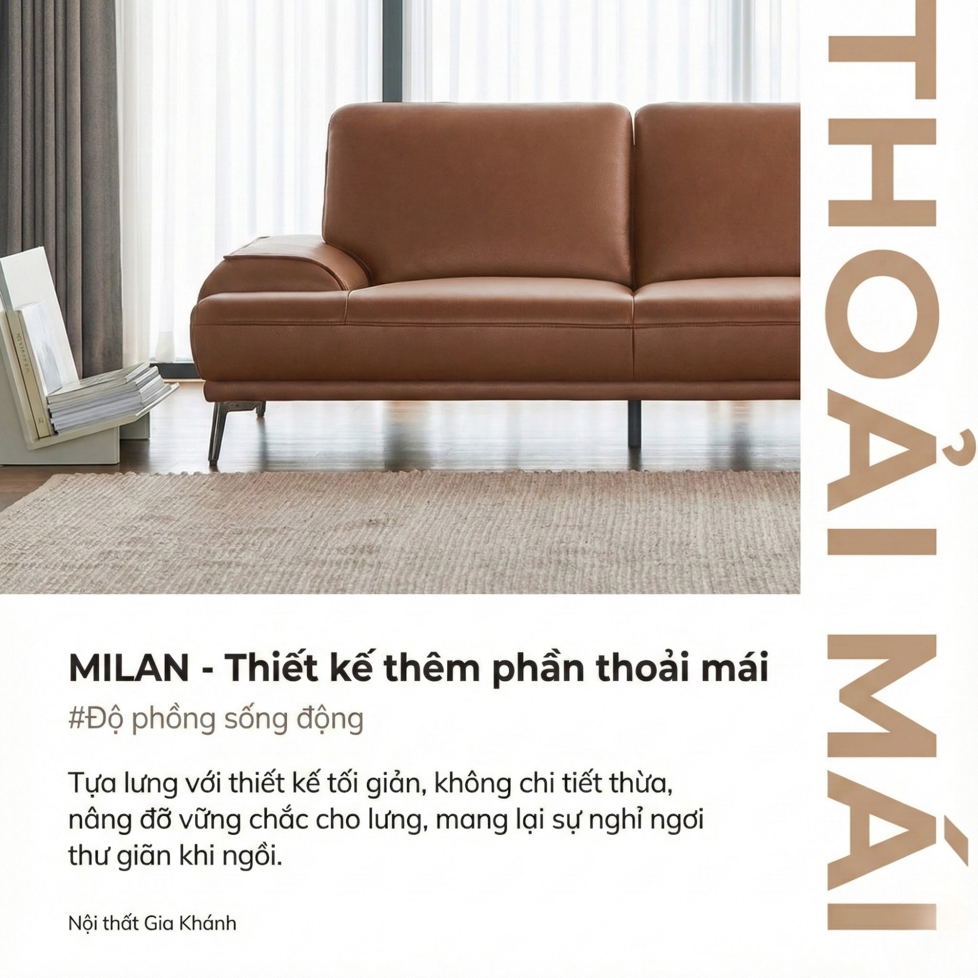 Sofa MILAN - Sofa Da Cao Cấp Hiện Đại Thiết Kế Tối Giản Thoải Mái
