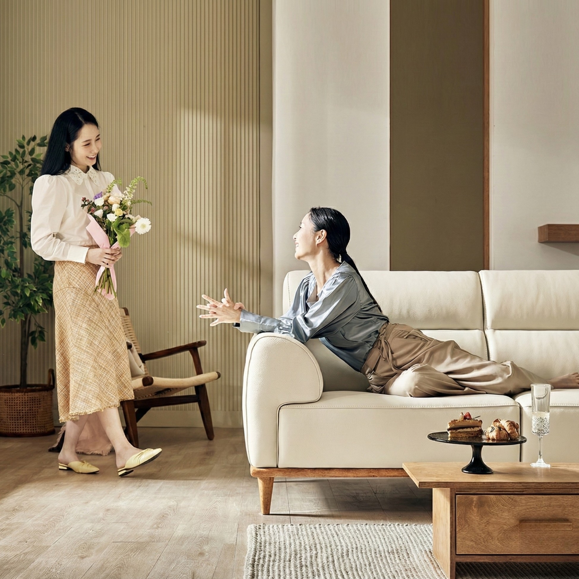 Sofa NATURA – Sofa Gỗ Mộc Mạc Bọc Da Cao Cấp Ấm Áp 