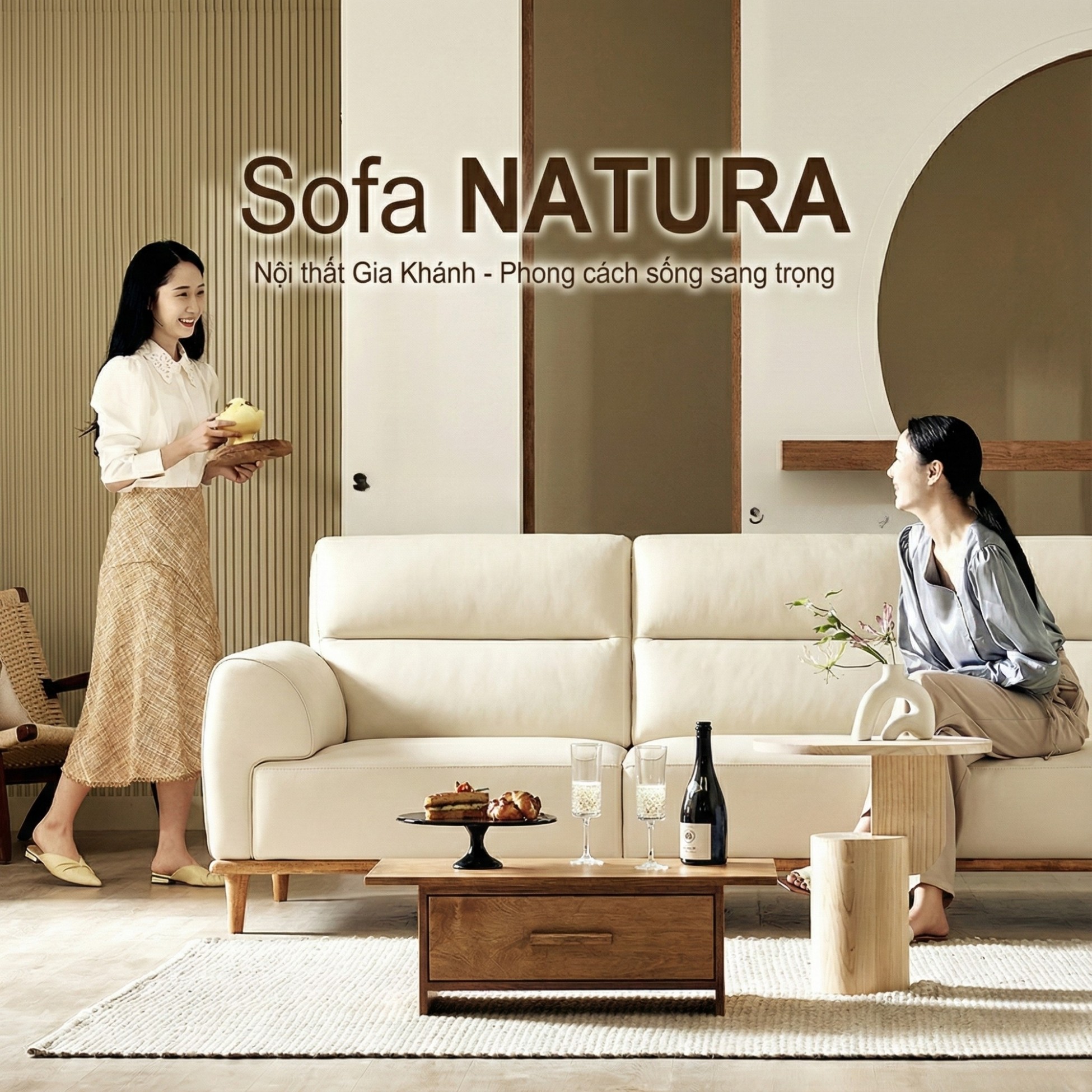 Sofa NATURA – Sofa Gỗ Mộc Mạc Bọc Da Cao Cấp Ấm Áp 