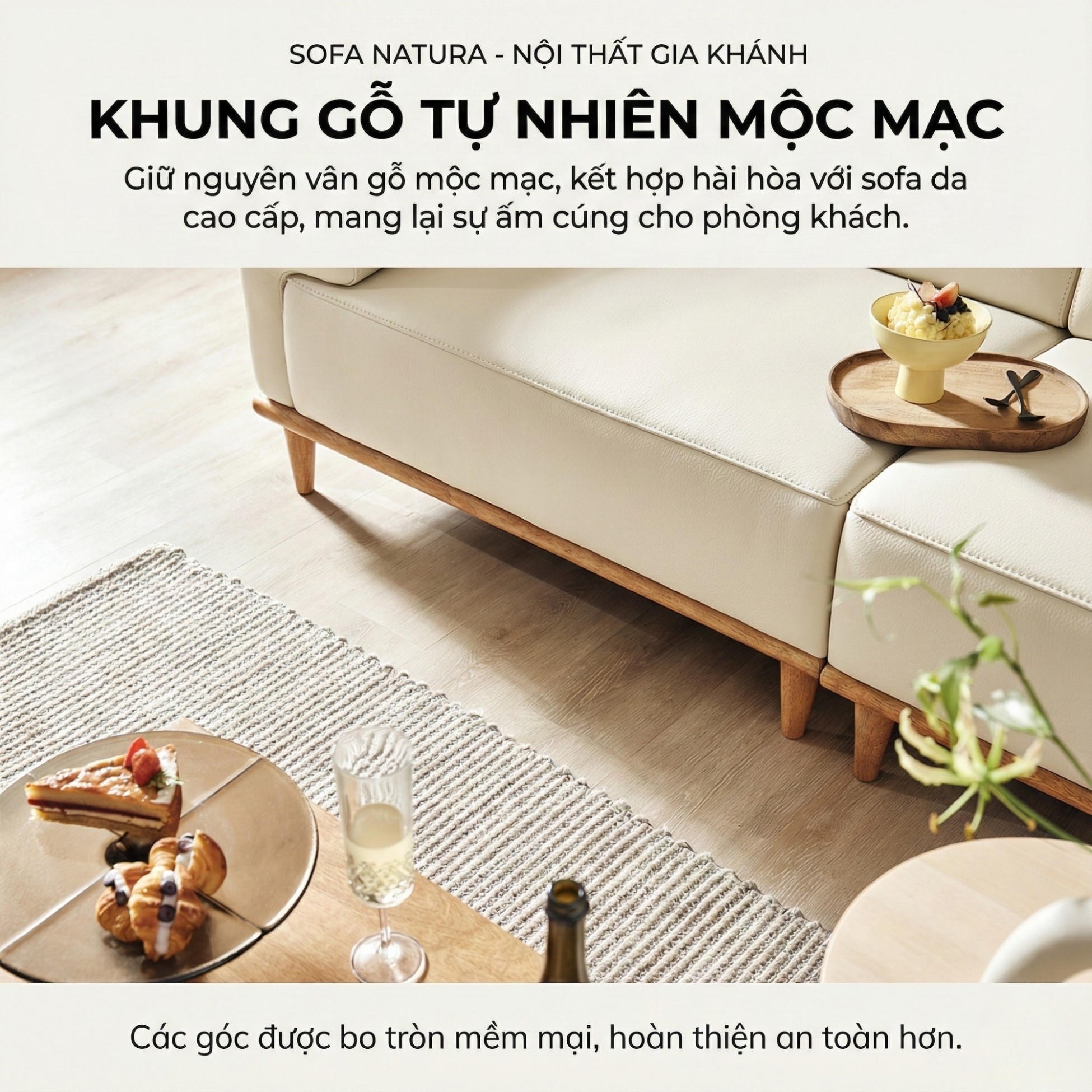 Sofa NATURA – Sofa Gỗ Mộc Mạc Bọc Da Cao Cấp Ấm Áp 