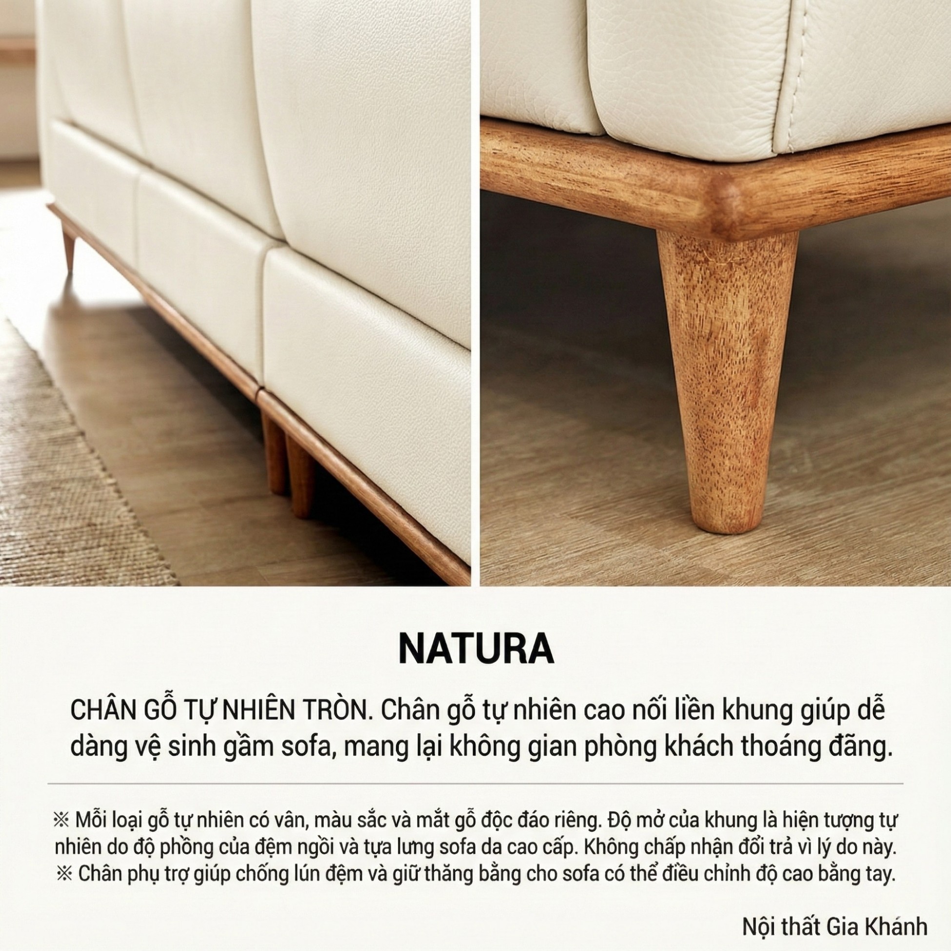 Sofa NATURA – Sofa Gỗ Mộc Mạc Bọc Da Cao Cấp Ấm Áp 
