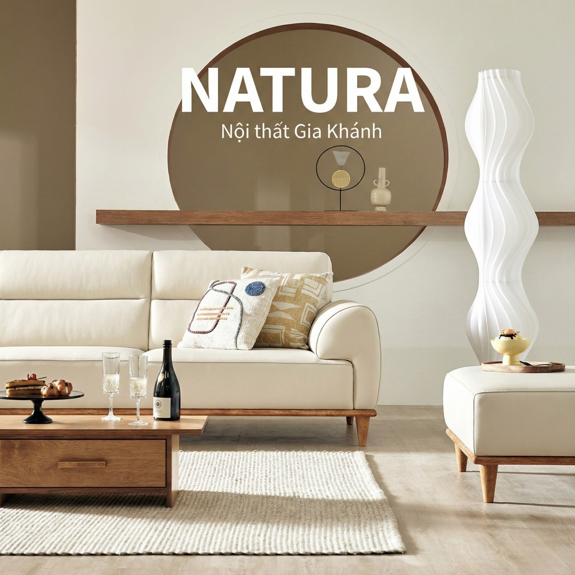 Sofa NATURA – Sofa Gỗ Mộc Mạc Bọc Da Cao Cấp Ấm Áp 