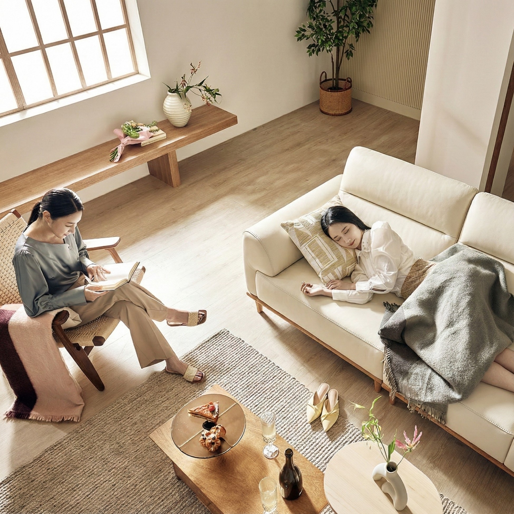 Sofa NATURA – Sofa Gỗ Mộc Mạc Bọc Da Cao Cấp Ấm Áp 