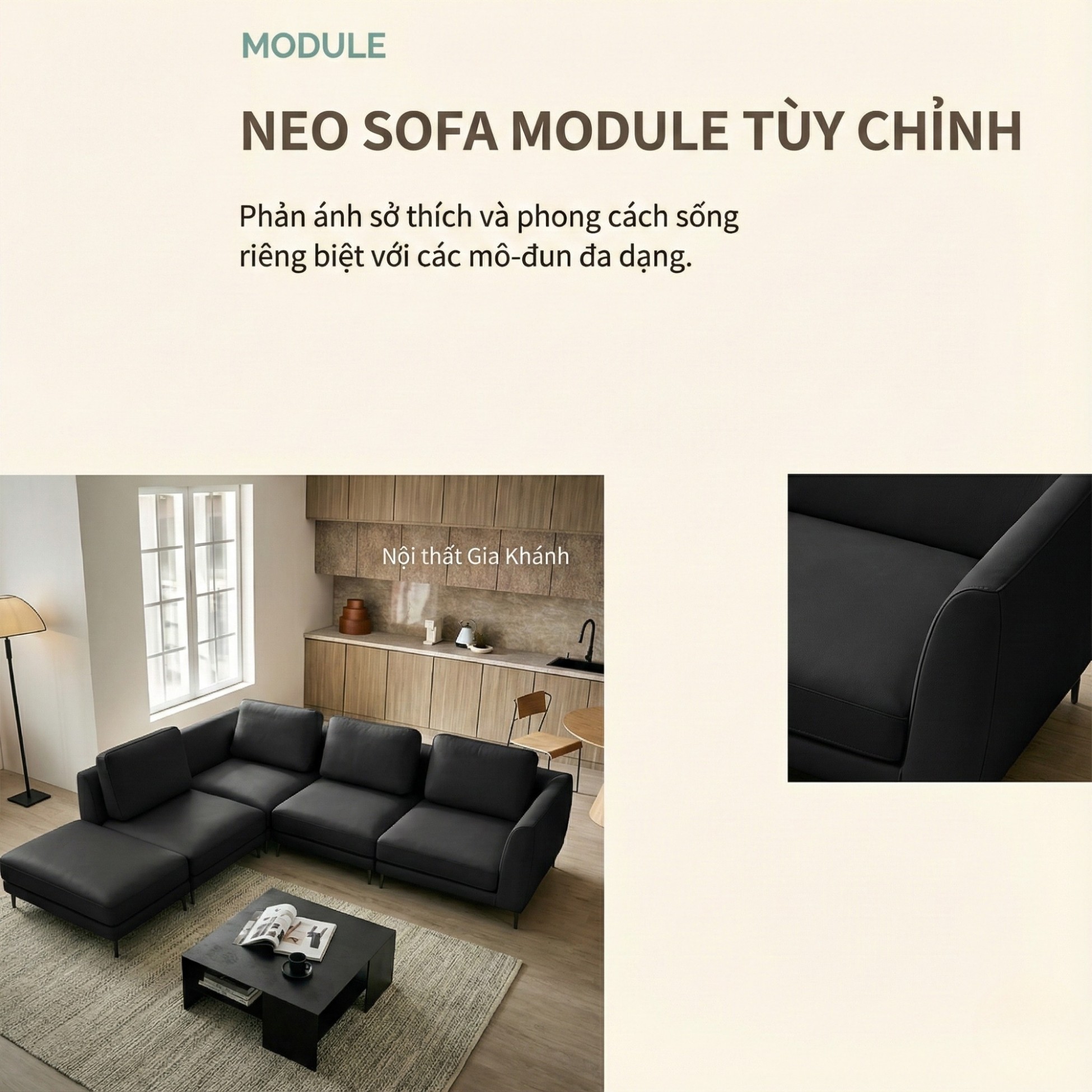 Sofa NEO - Sofa Đơn Bọc Da Kiểu Module Linh Hoạt Cho Phòng Khách Hiện Đại