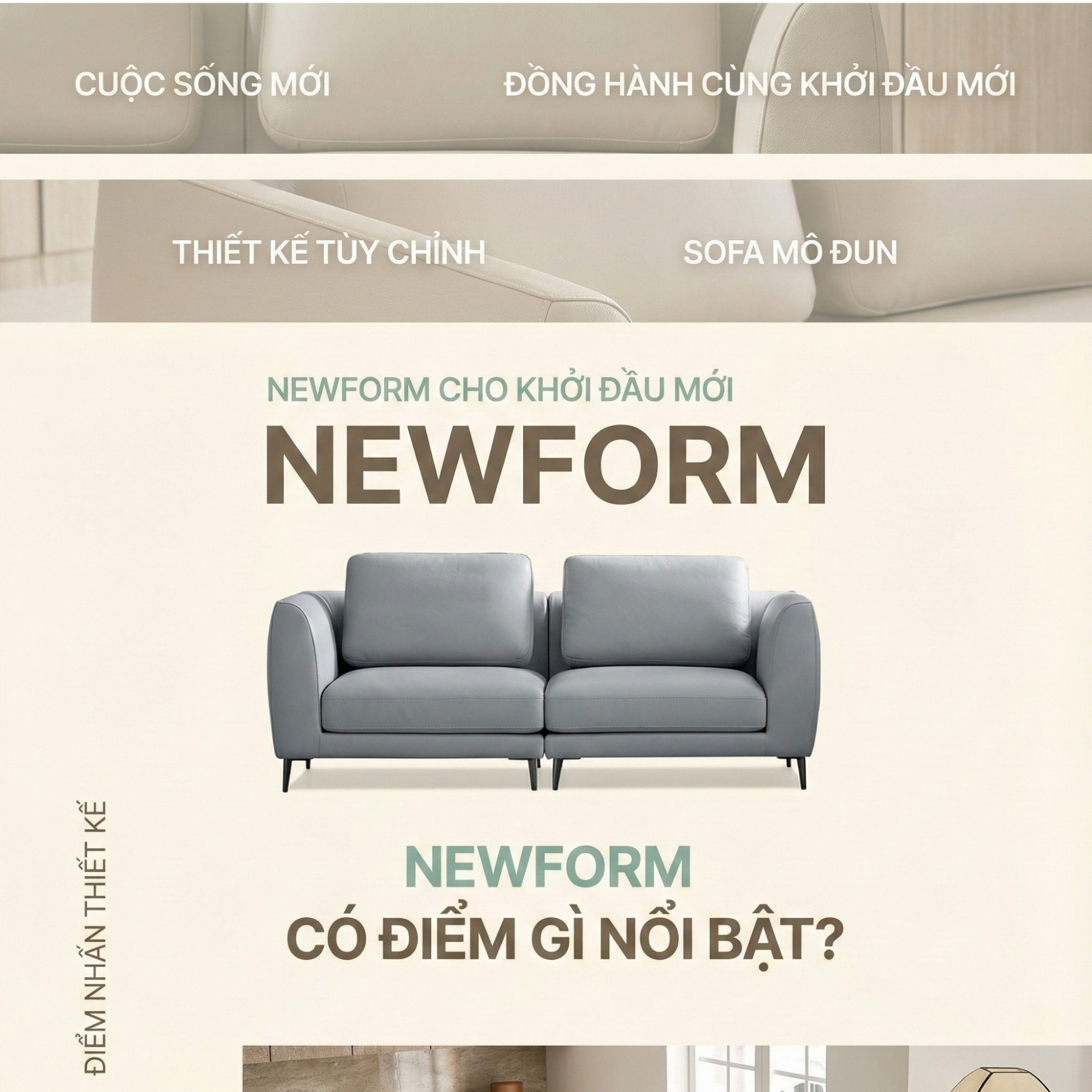 Sofa NEWFORM - Sofa Hiện Đại Với Da Cao Cấp Dạng Mô-đun Linh Hoạt 