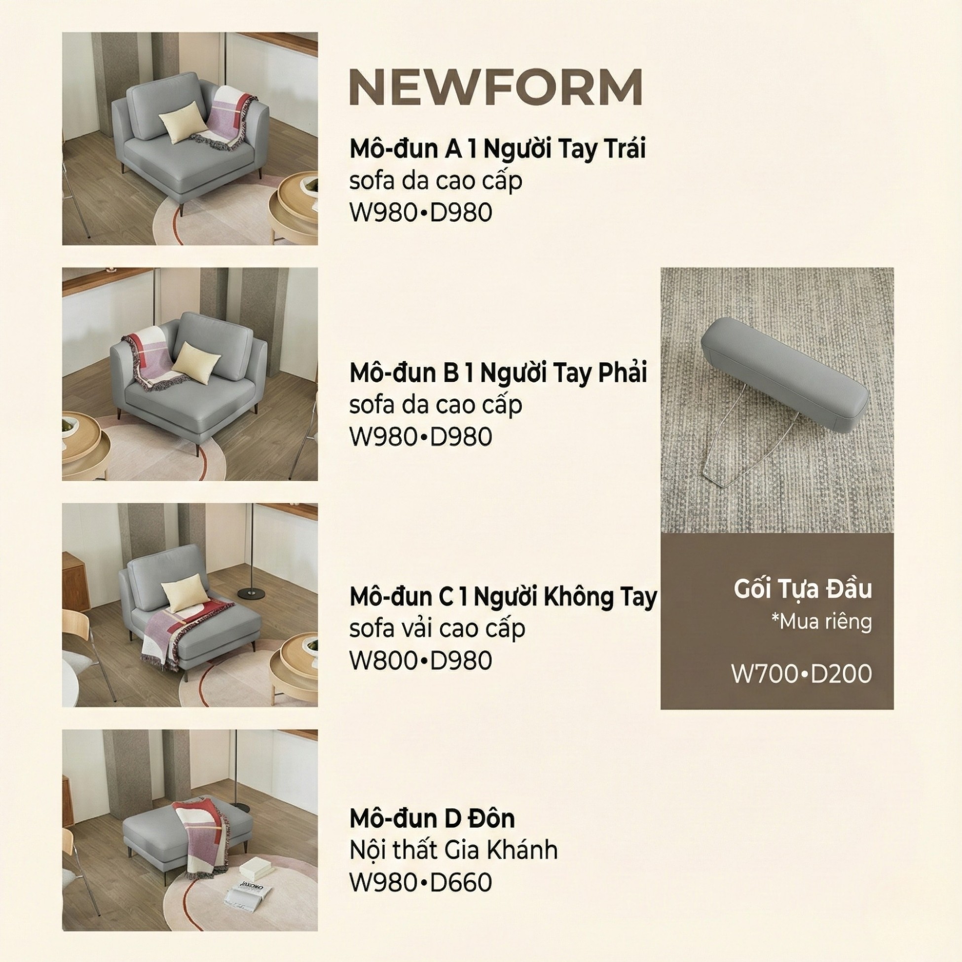 Sofa NEWFORM - Sofa Hiện Đại Với Da Cao Cấp Dạng Mô-đun Linh Hoạt 
