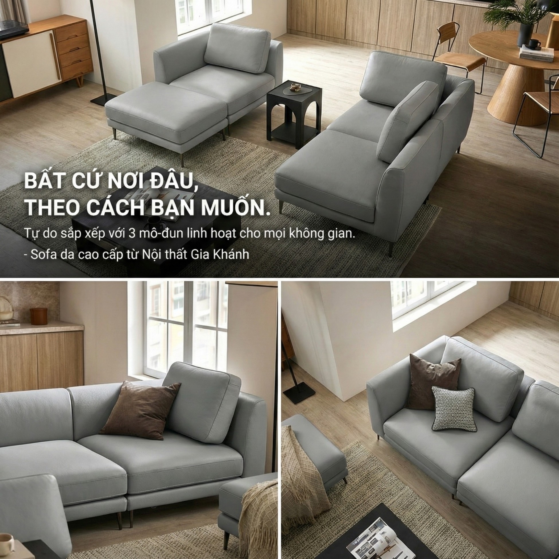 Sofa NEWFORM - Sofa Hiện Đại Với Da Cao Cấp Dạng Mô-đun Linh Hoạt 