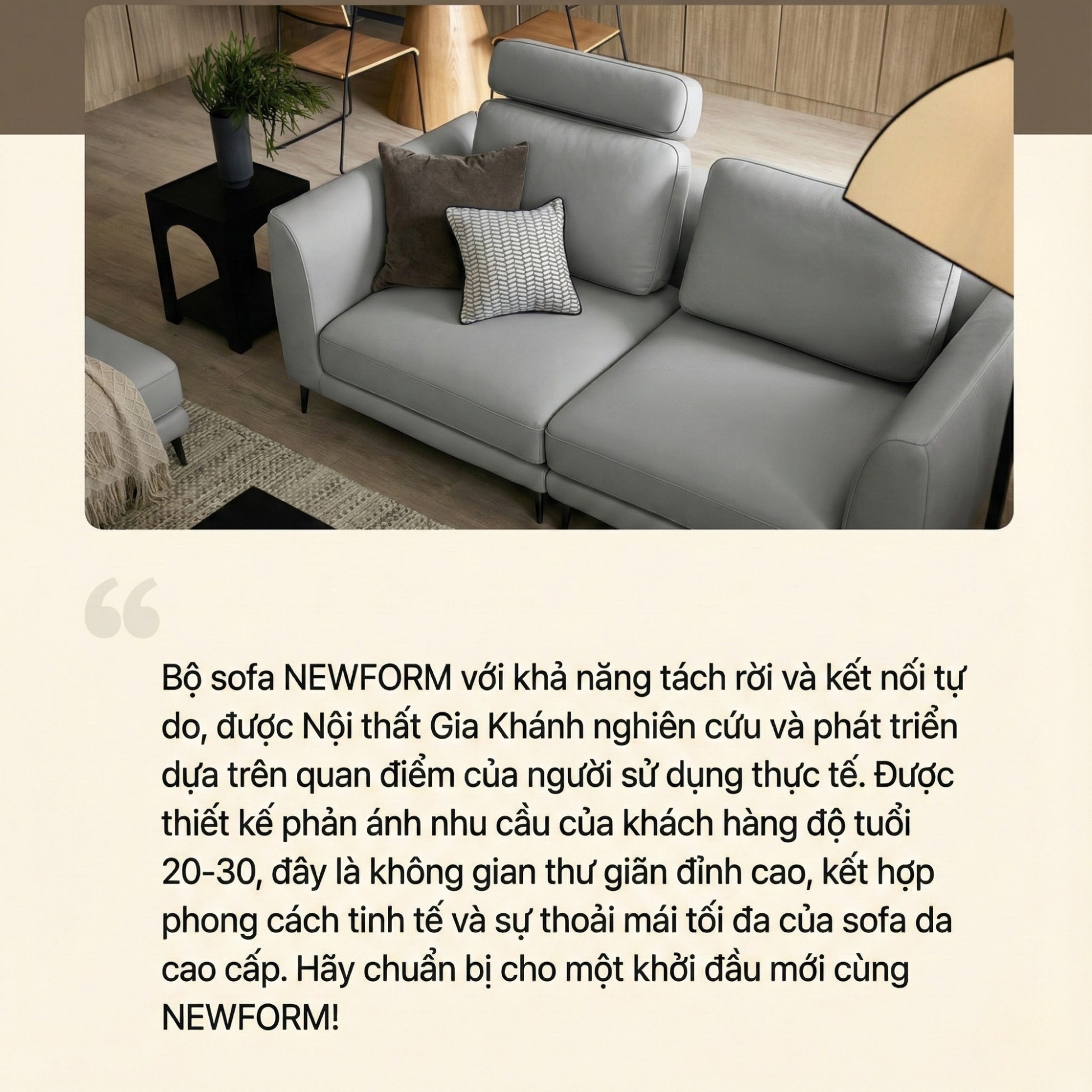 Sofa NEWFORM - Sofa Hiện Đại Với Da Cao Cấp Dạng Mô-đun Linh Hoạt 