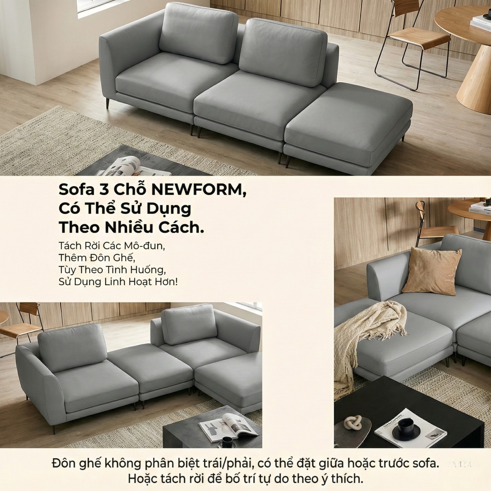 Sofa NEWFORM - Sofa Hiện Đại Với Da Cao Cấp Dạng Mô-đun Linh Hoạt 