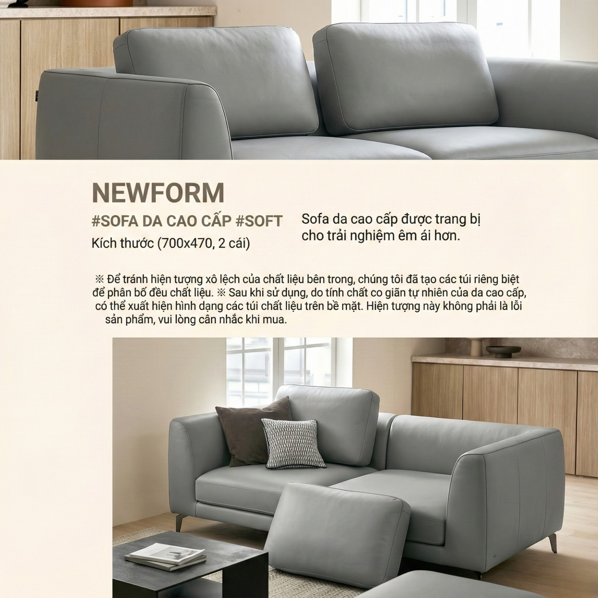 Sofa NEWFORM - Sofa Hiện Đại Với Da Cao Cấp Dạng Mô-đun Linh Hoạt 