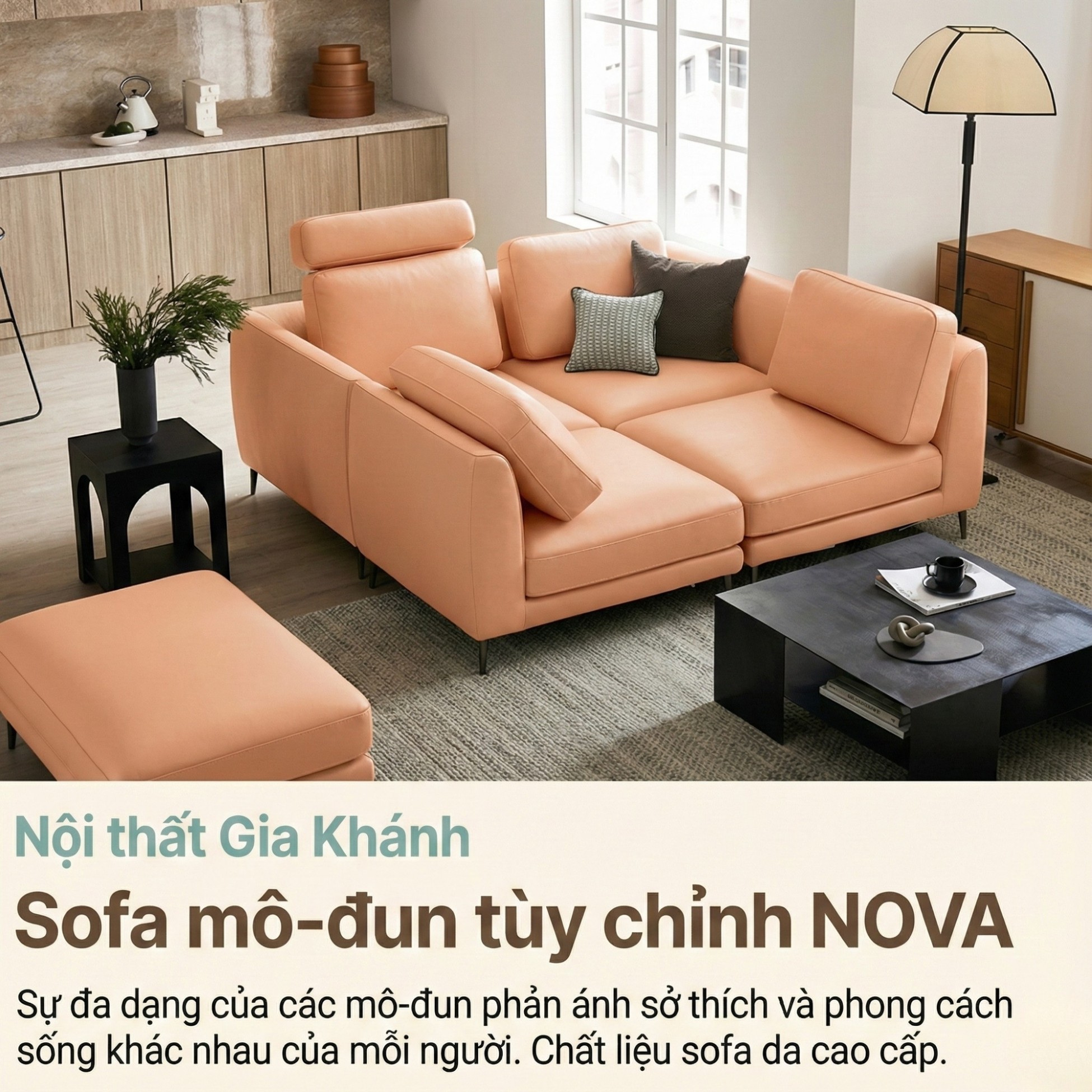 Sofa NOVA - Sofa Da Hiện Đại Thiết Kế Module Linh Hoạt Tùy Biến Theo Ý Bạn