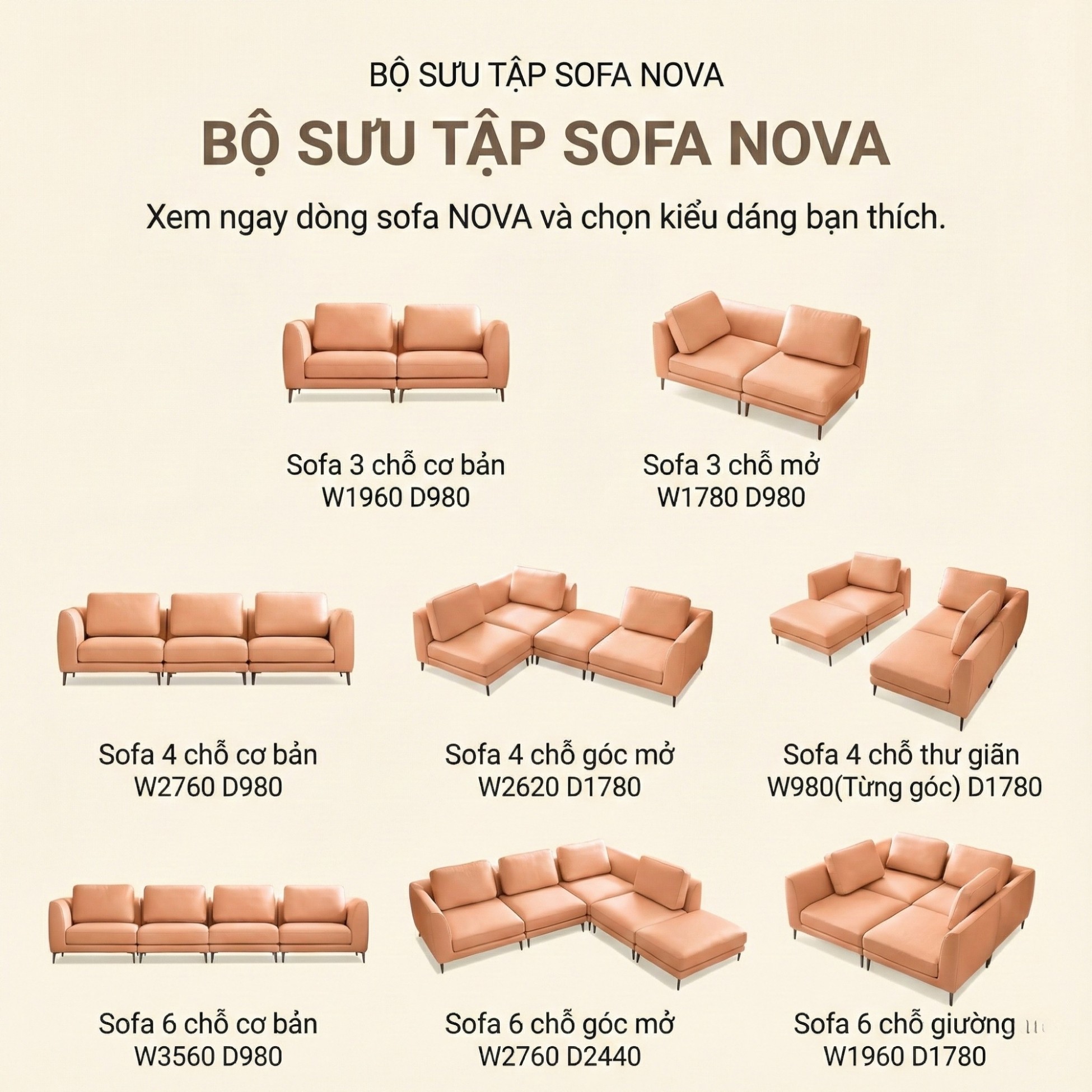 Sofa NOVA - Sofa Da Hiện Đại Thiết Kế Module Linh Hoạt Tùy Biến Theo Ý Bạn