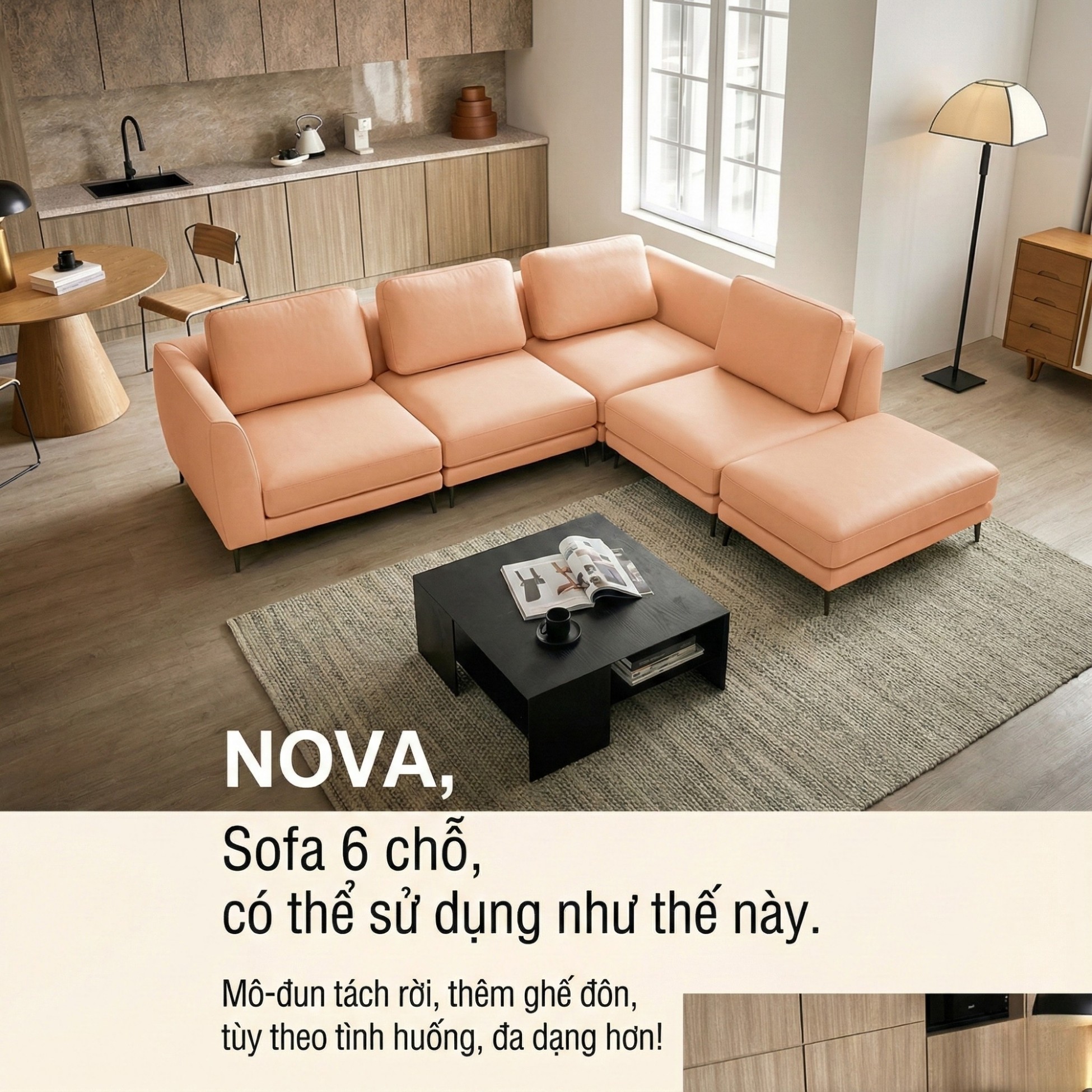 Sofa NOVA - Sofa Da Hiện Đại Thiết Kế Module Linh Hoạt Tùy Biến Theo Ý Bạn