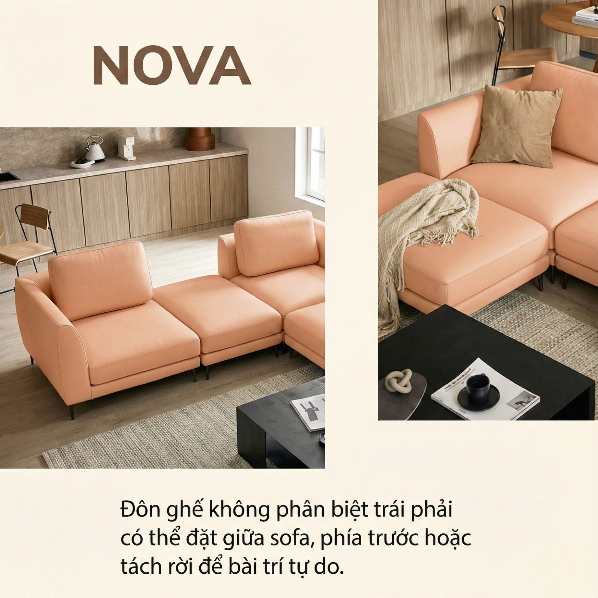Sofa NOVA - Sofa Da Hiện Đại Thiết Kế Module Linh Hoạt Tùy Biến Theo Ý Bạn