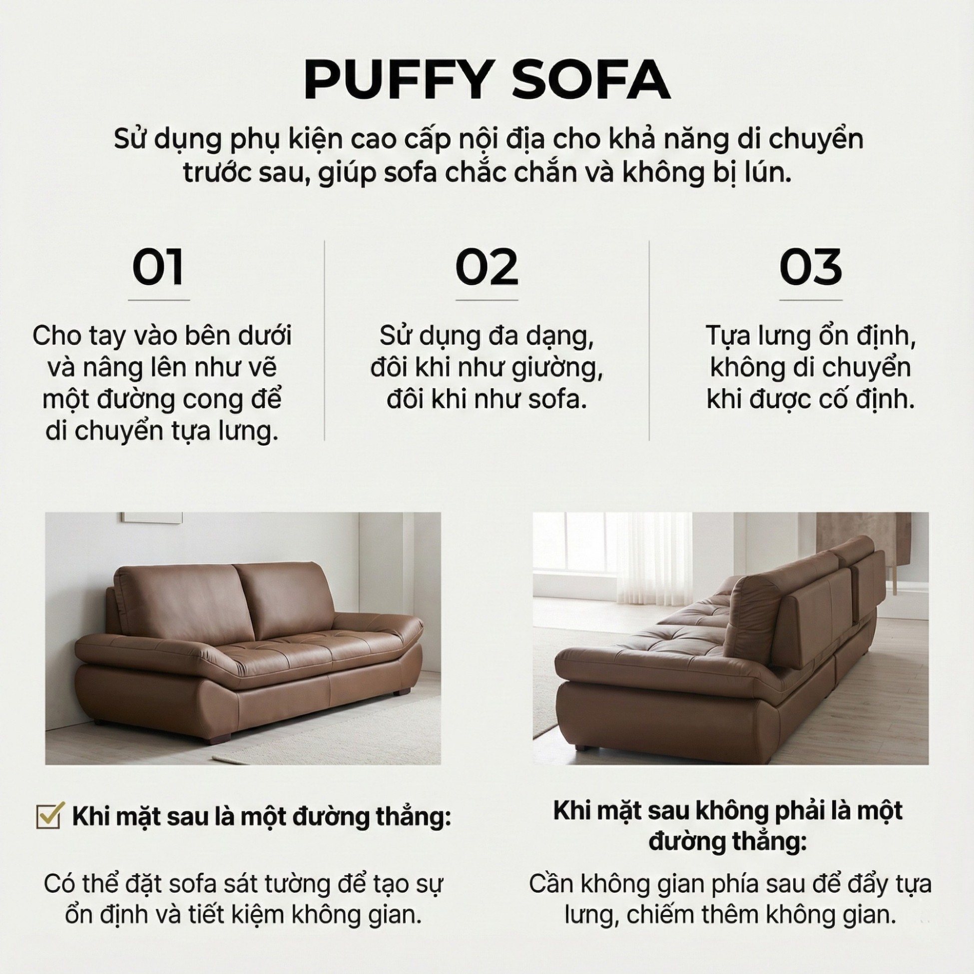 Sofa PUFFY - Sofa Băng Dáng Thuyền Cho Phòng Khách Hiện Đại