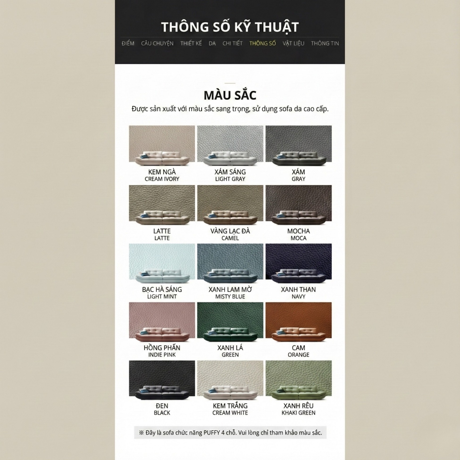 Sofa PUFFY - Sofa Băng Dáng Thuyền Cho Phòng Khách Hiện Đại