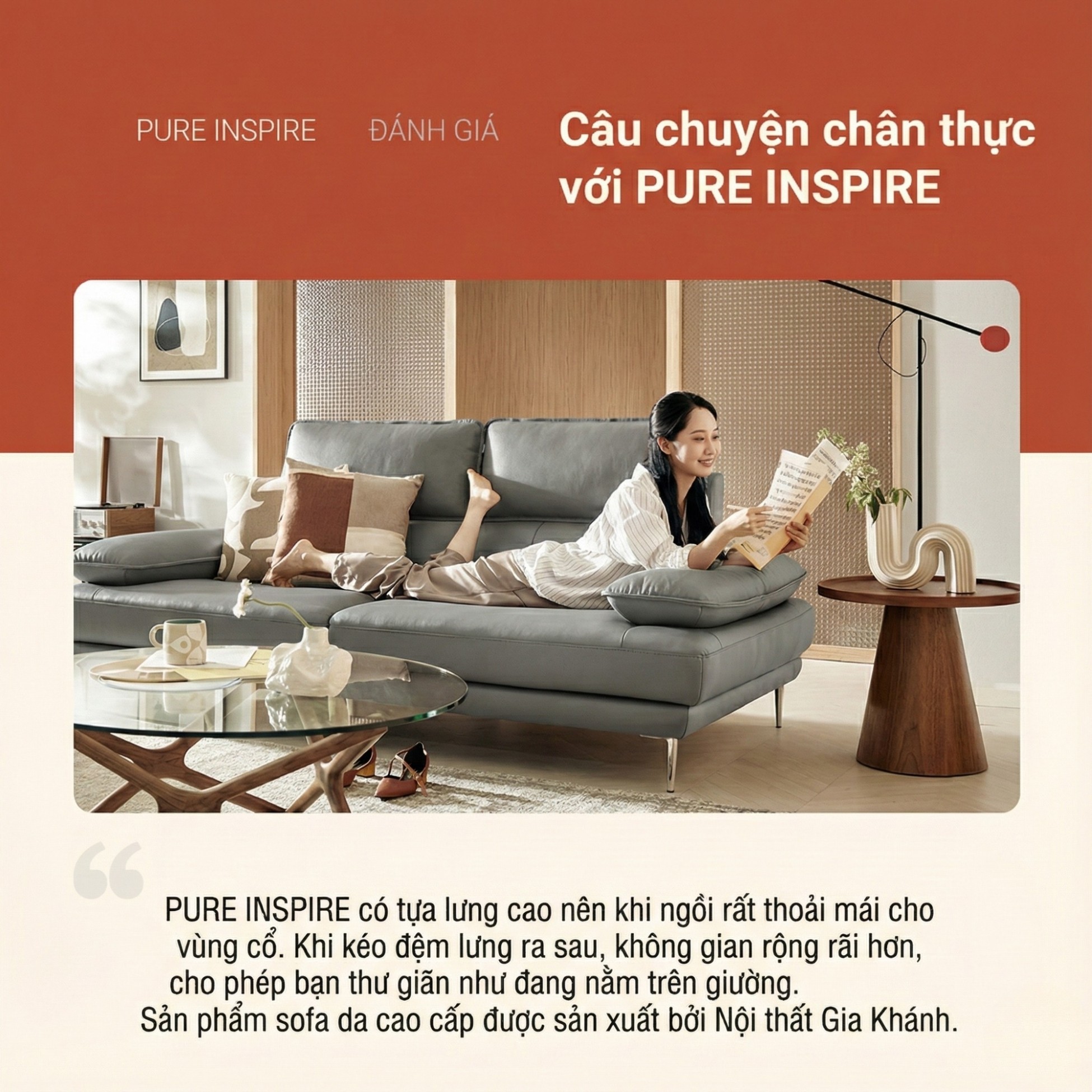 Sofa PURE INSPIRE – Sofa Băng Bọc Da Cao Cấp Thư Giãn Hoàn Hảo