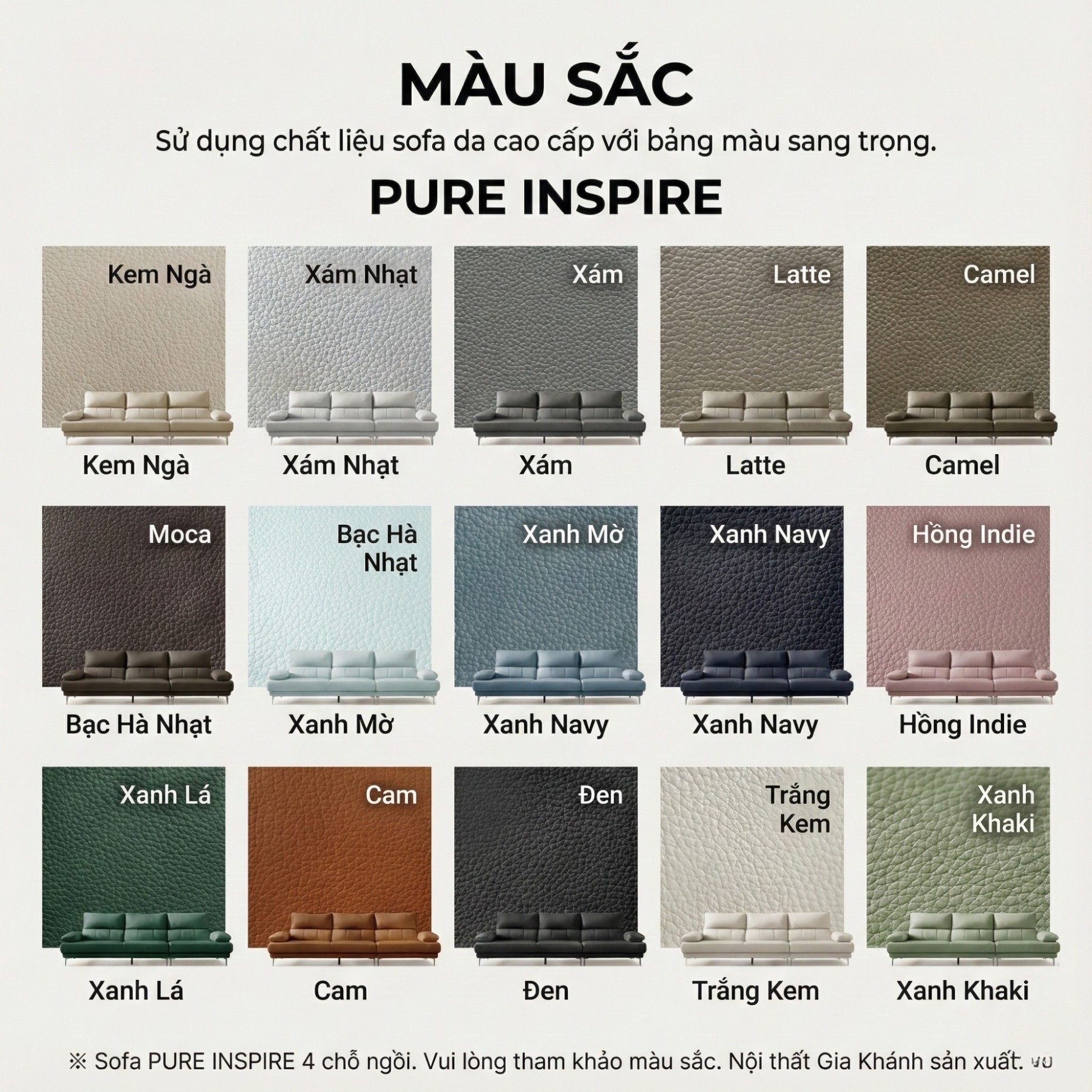 Sofa PURE INSPIRE – Sofa Băng Bọc Da Cao Cấp Thư Giãn Hoàn Hảo