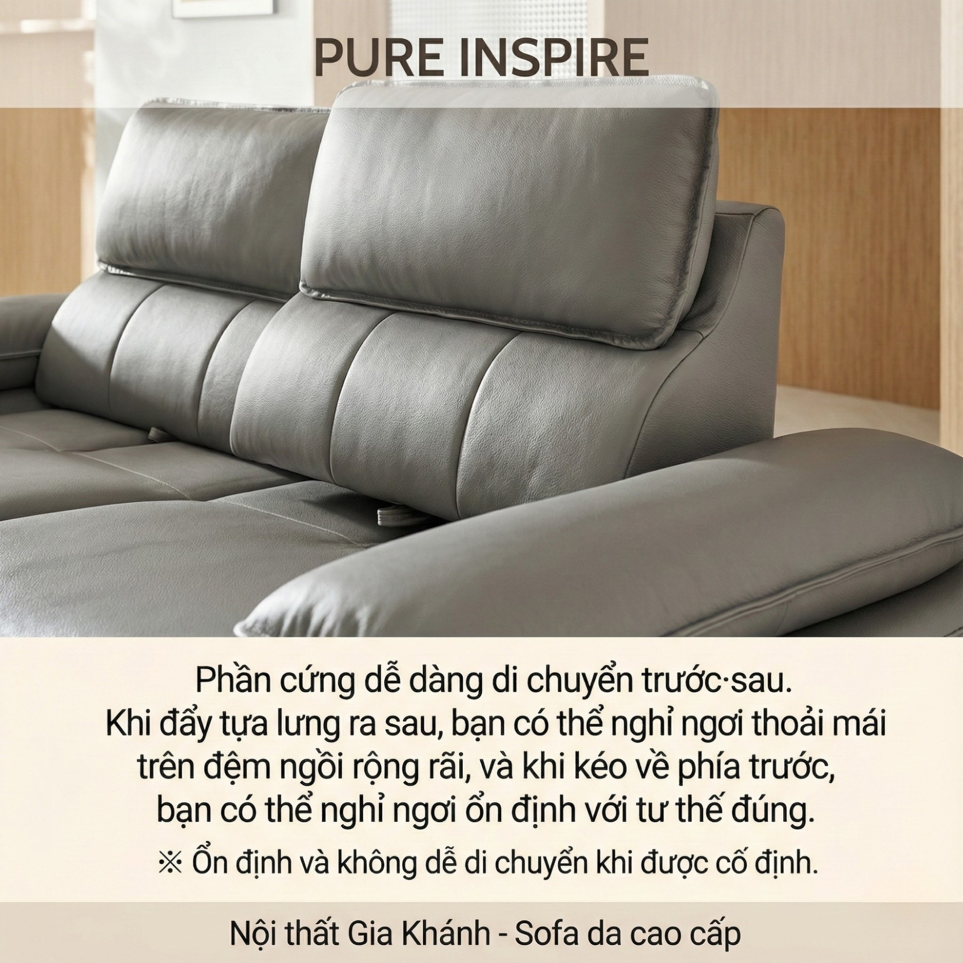 Sofa PURE INSPIRE – Sofa Băng Bọc Da Cao Cấp Thư Giãn Hoàn Hảo