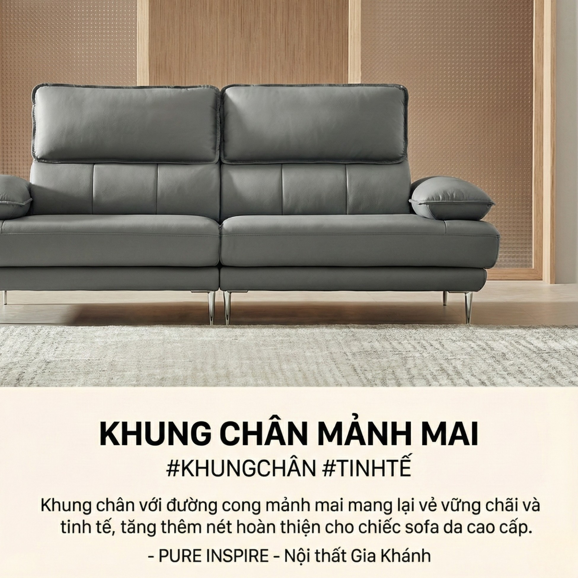 Sofa PURE INSPIRE – Sofa Băng Bọc Da Cao Cấp Thư Giãn Hoàn Hảo