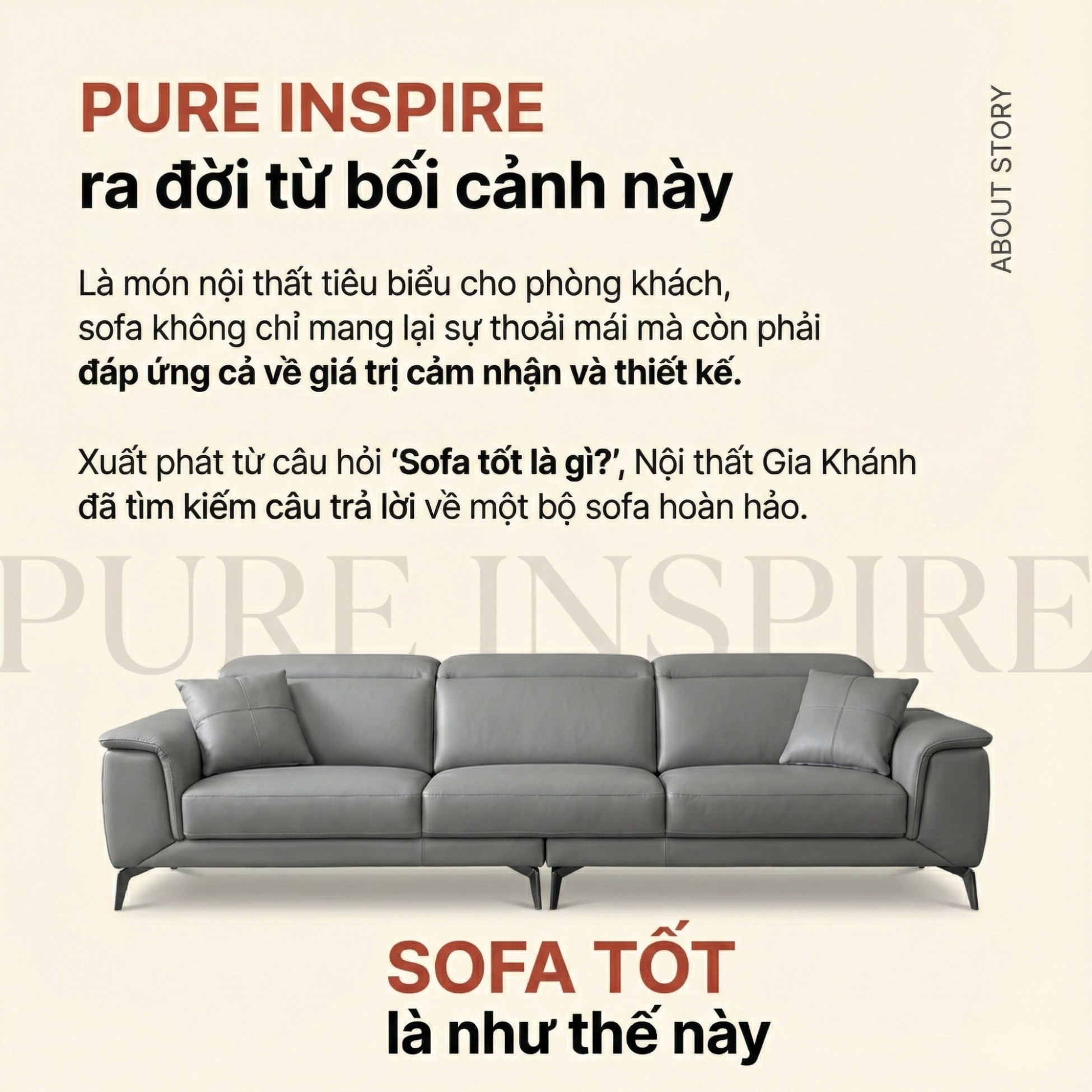 Sofa PURE INSPIRE – Sofa Băng Bọc Da Cao Cấp Thư Giãn Hoàn Hảo