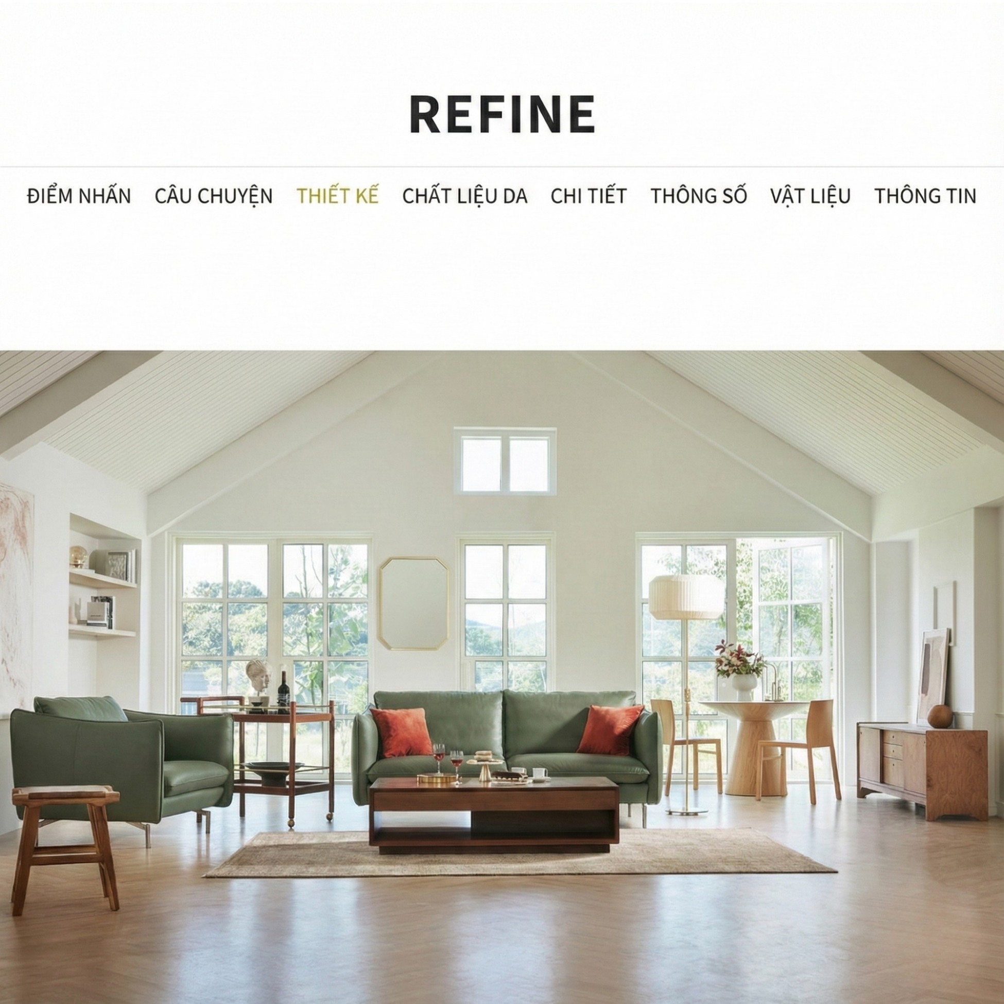 Sofa REFINE – Sofa Da Cao Cấp Ấm Áp Cho Phòng Khách Hiện Đại