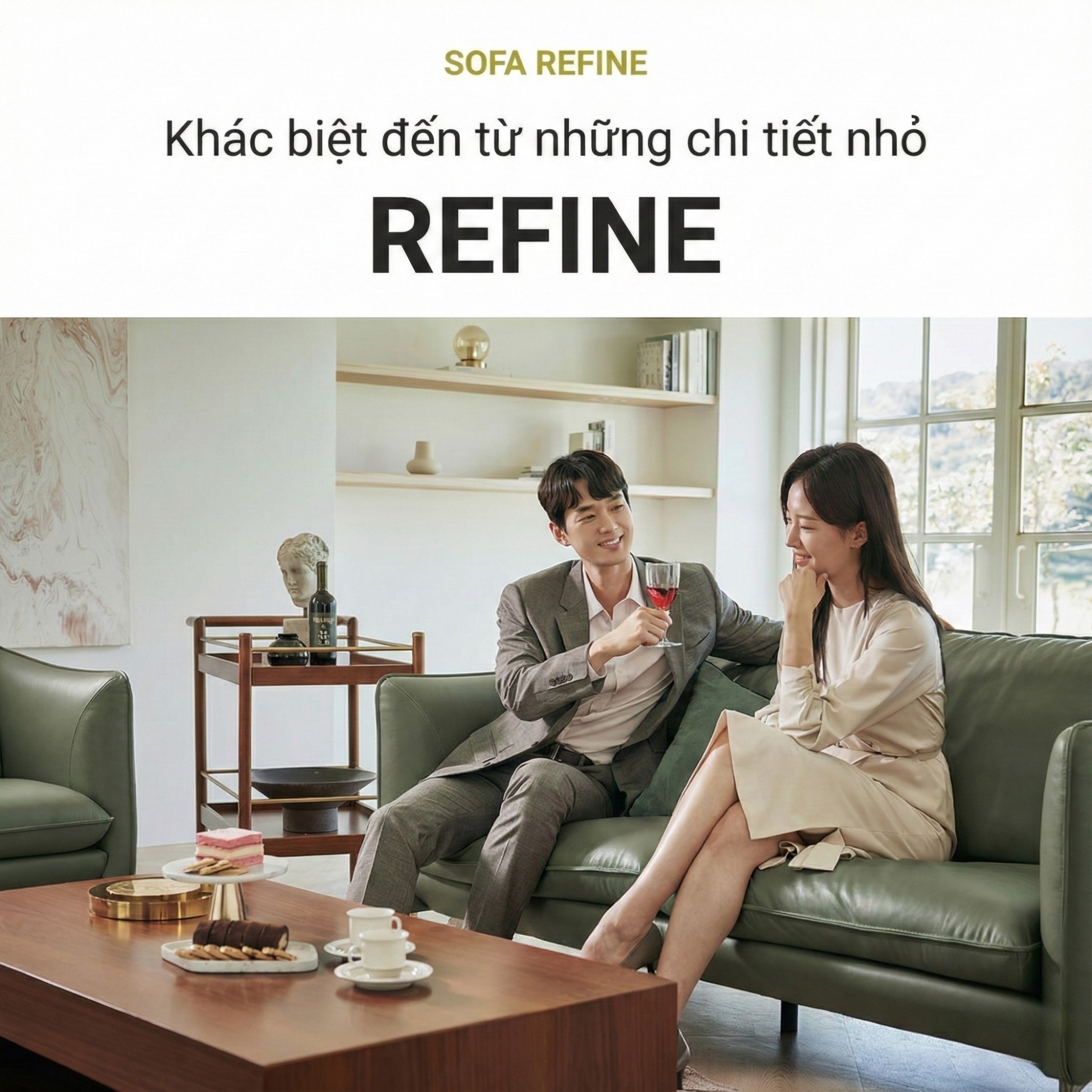Sofa REFINE – Sofa Da Cao Cấp Ấm Áp Cho Phòng Khách Hiện Đại