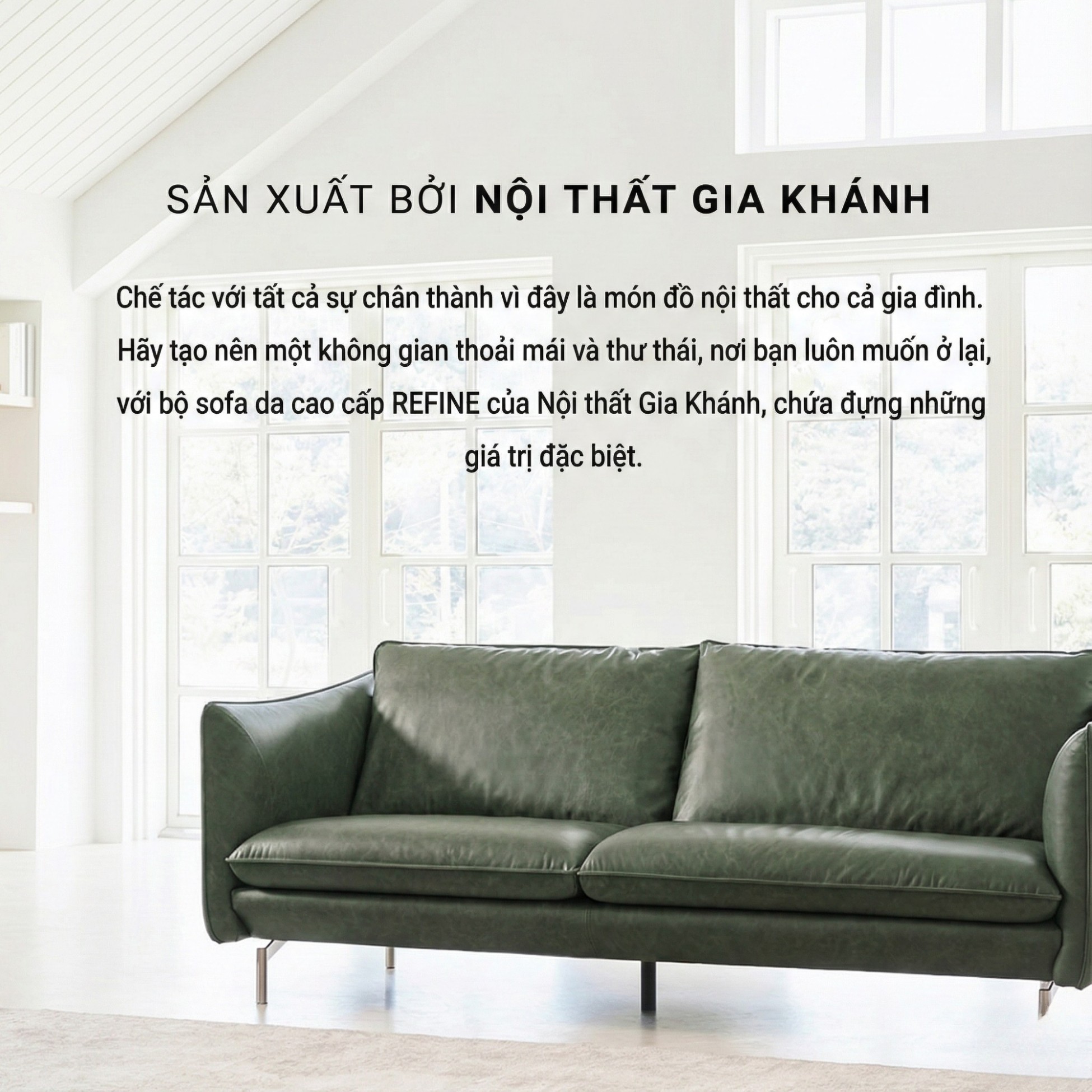 Sofa REFINE – Sofa Da Cao Cấp Ấm Áp Cho Phòng Khách Hiện Đại