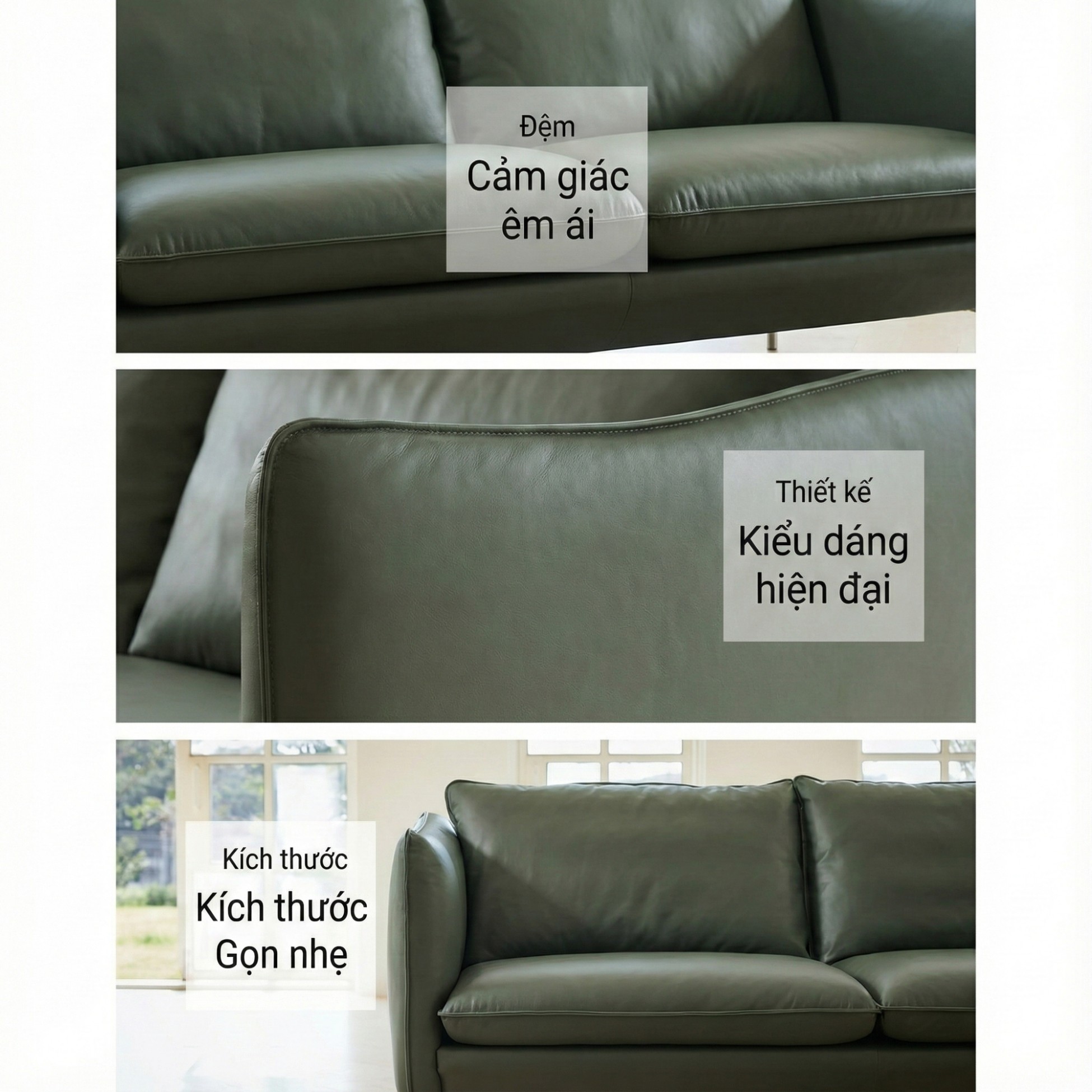 Sofa REFINE – Sofa Da Cao Cấp Ấm Áp Cho Phòng Khách Hiện Đại